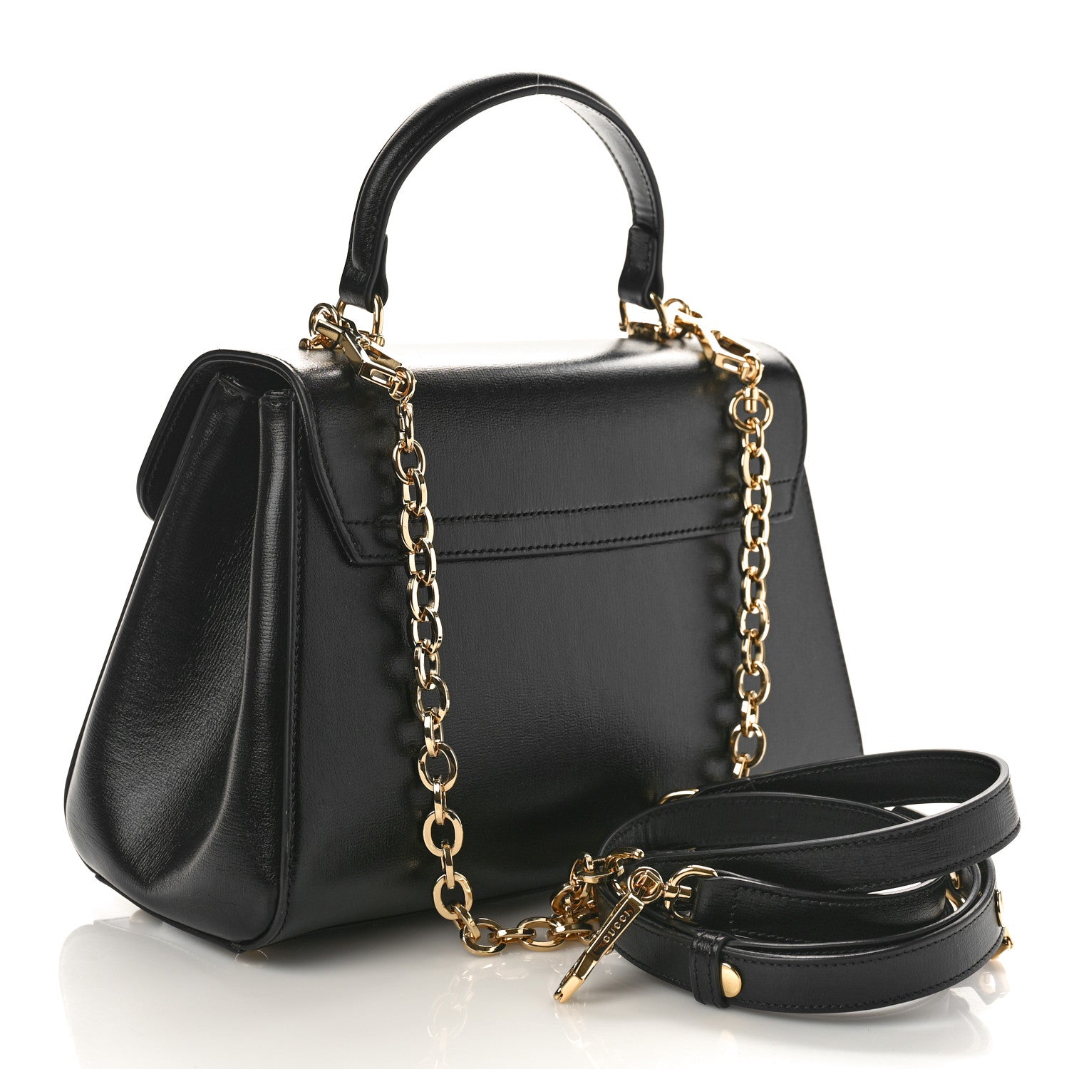 Gucci Textured Calfskin Medium Horsebit 1955 Top Handle Bag Black 3 of 8