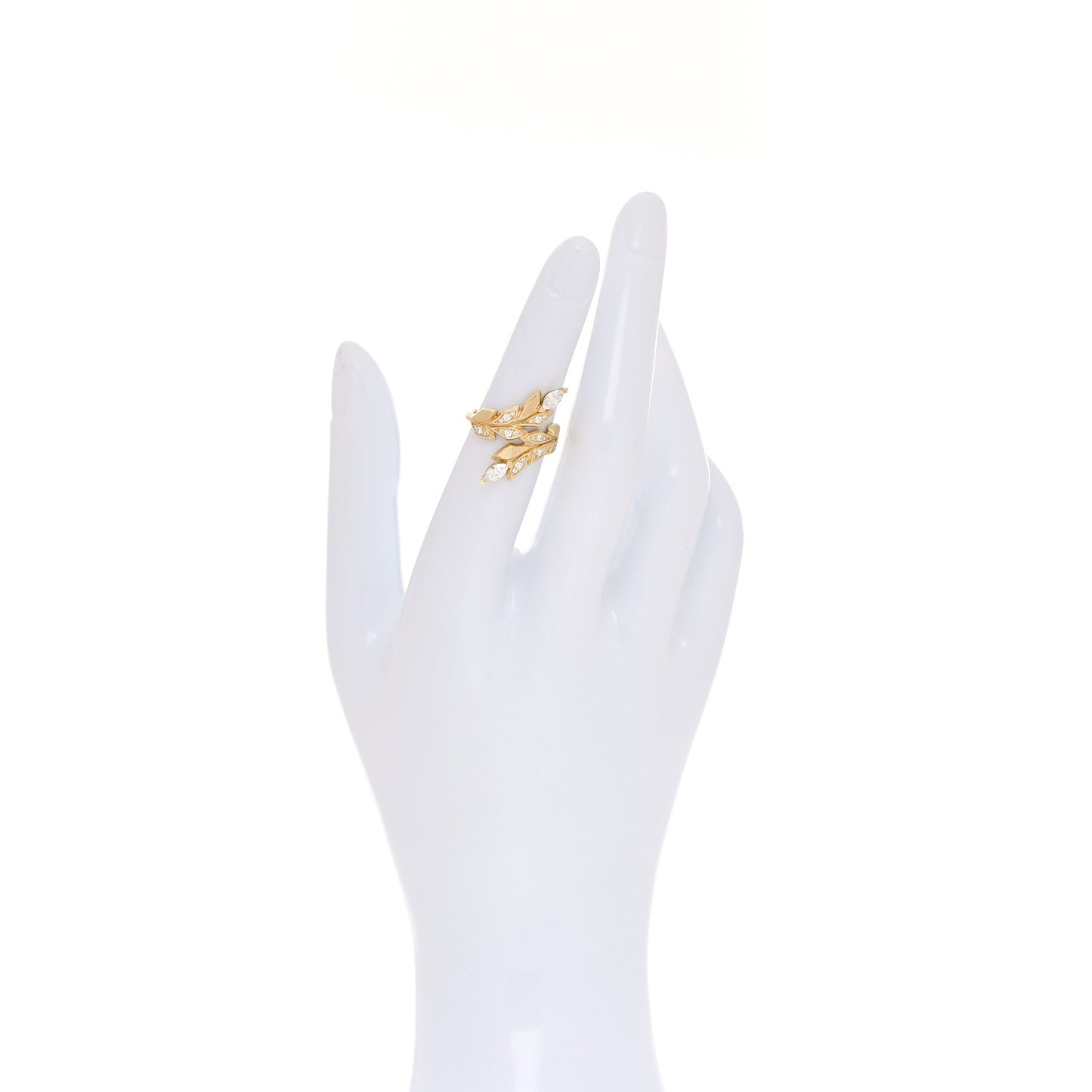18K Yellow Gold Diamond Victoria Vine Bypass Ring 49 5