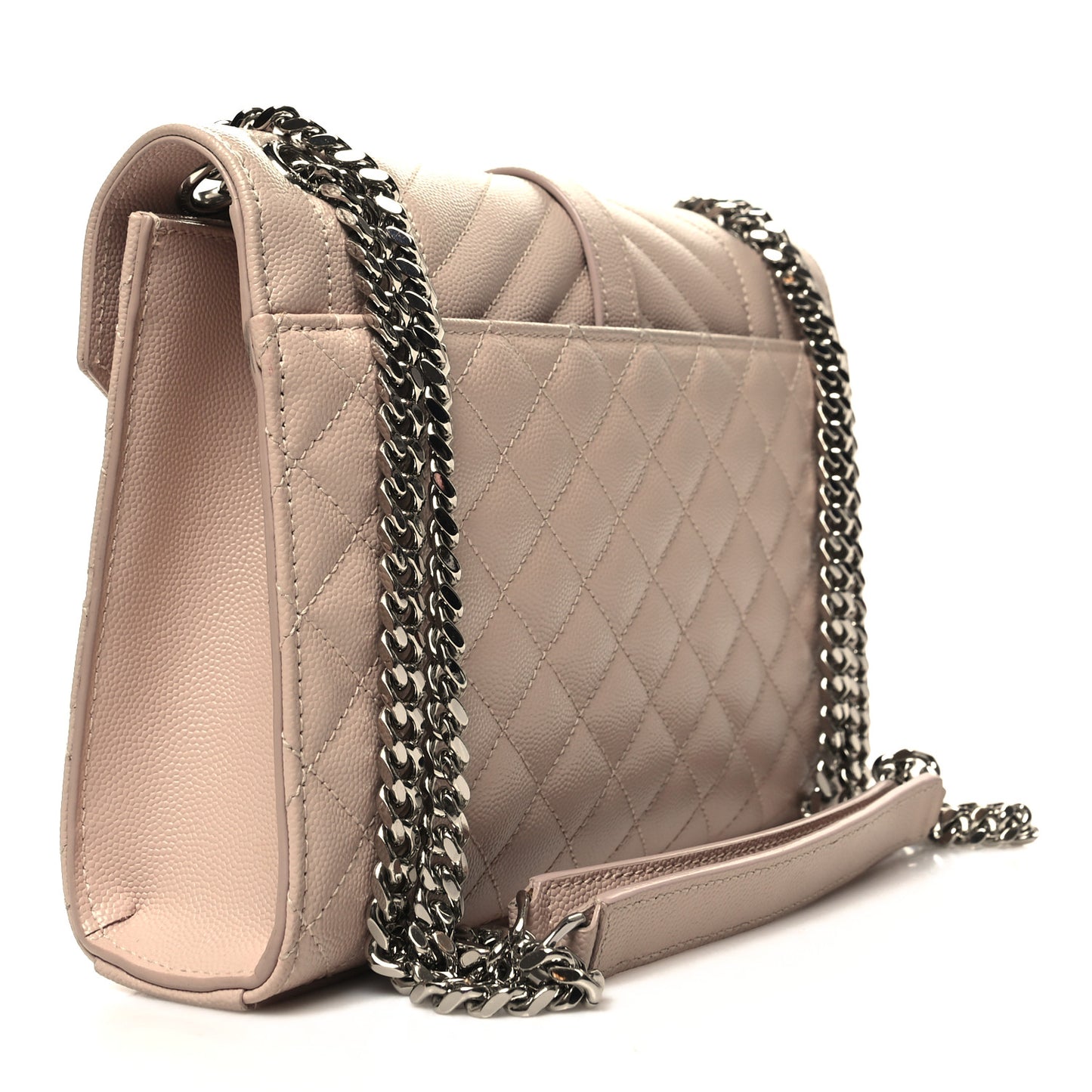 Grain De Poudre Textured Mixed Matelasse Medium Triquilt Monogram Satchel Marble Pink