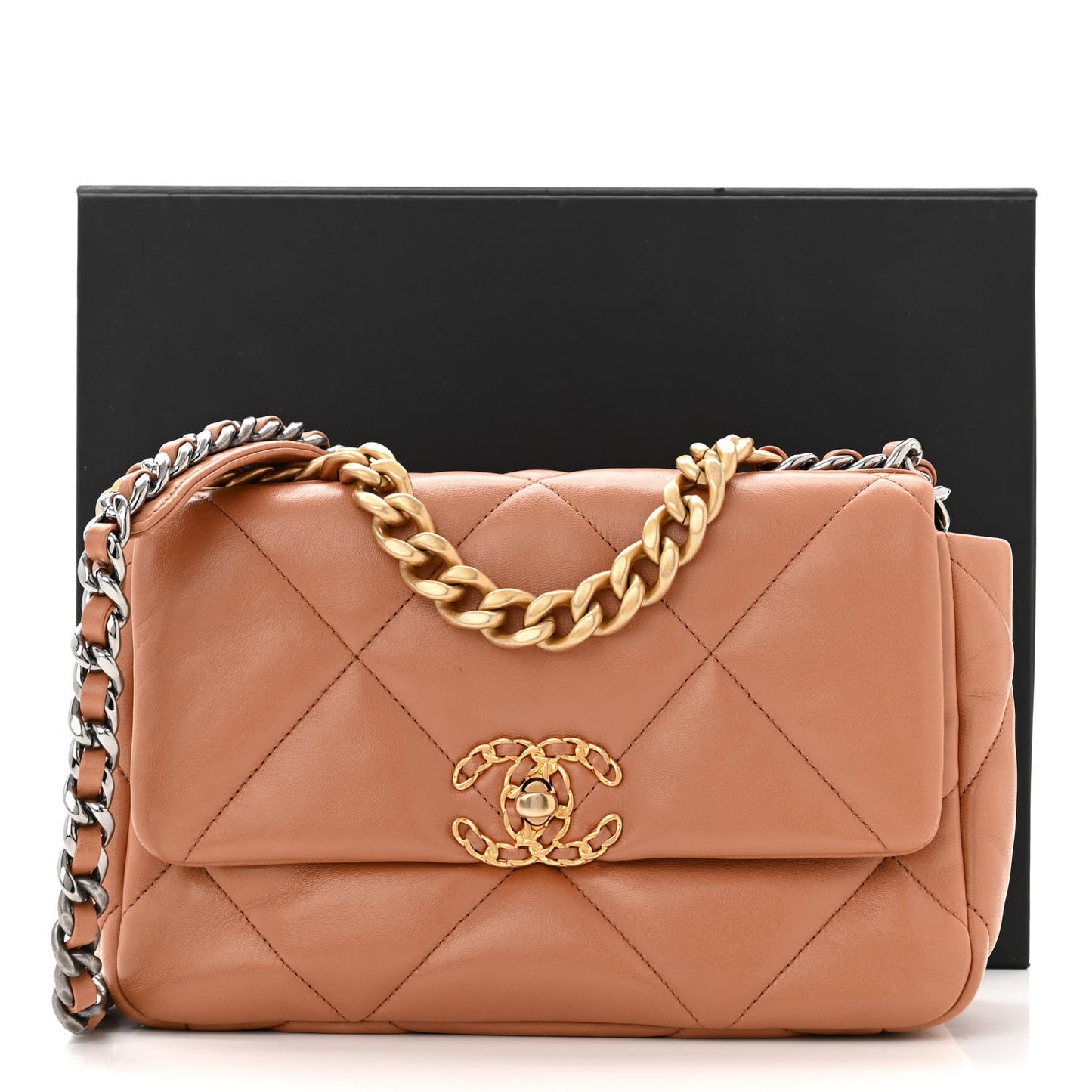 Lambskin Quilted Medium Chanel 19 Flap Brown