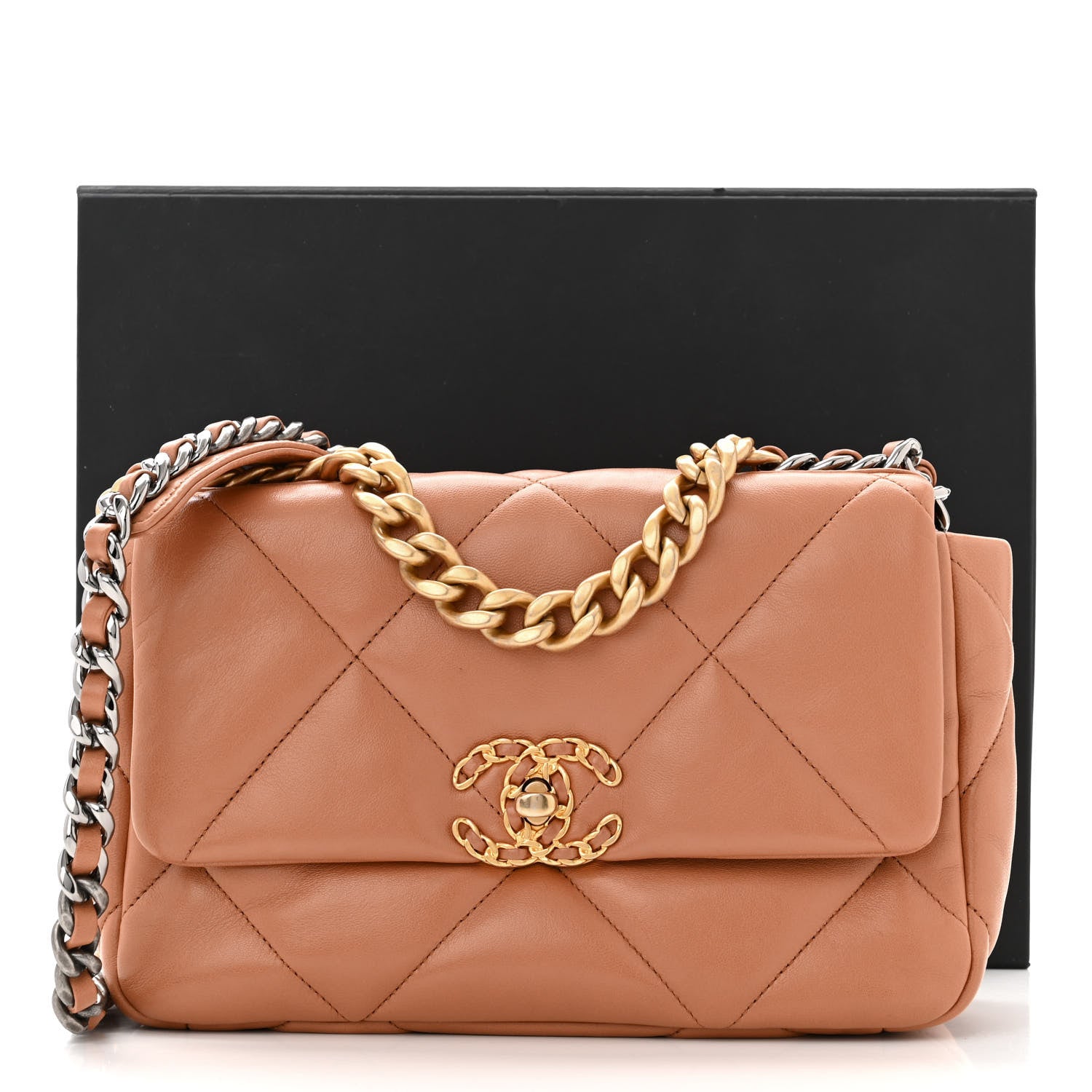 Chanel Lambskin Quilted Medium Chanel 19 Flap Brown 11 of 11