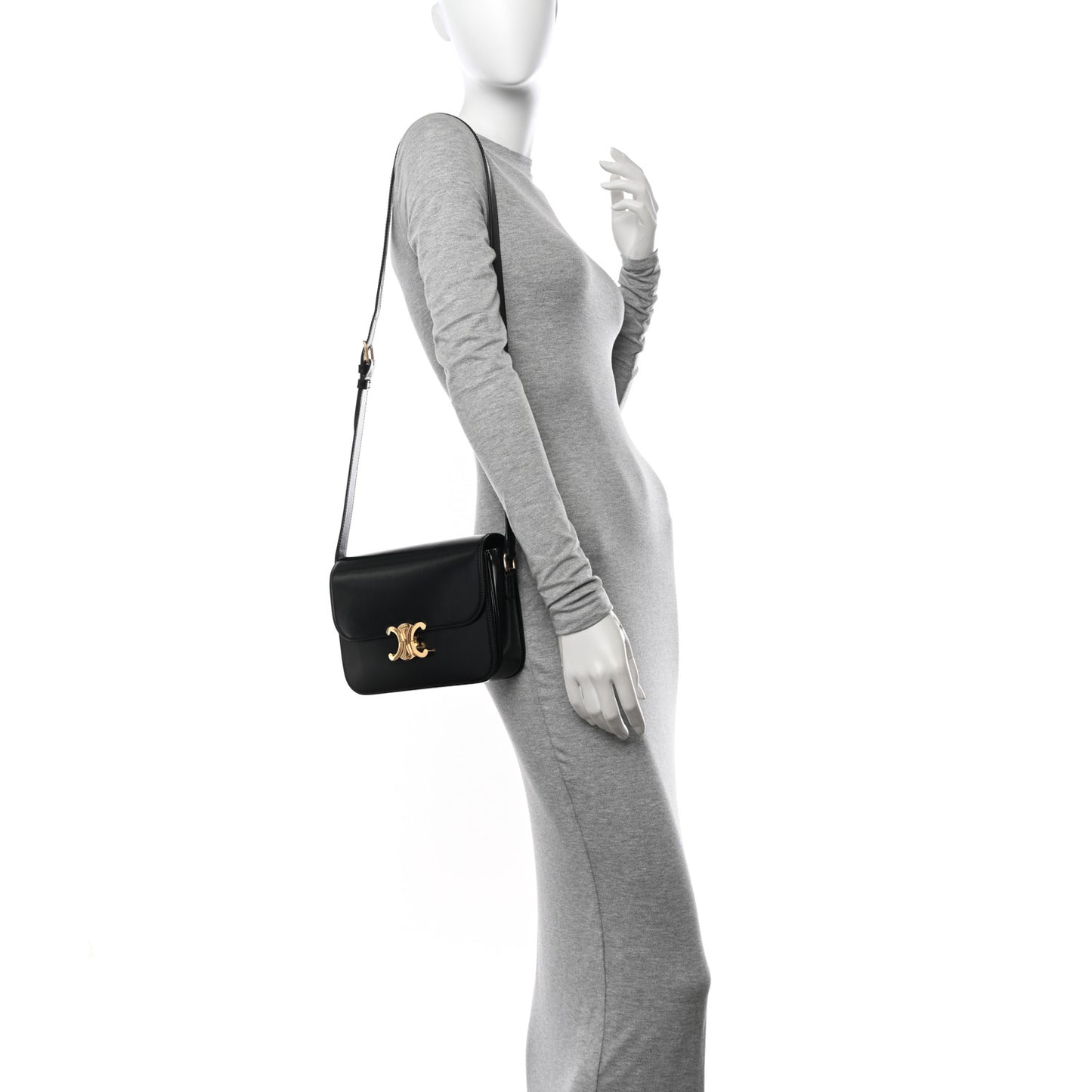 Shiny Calfskin Medium Triomphe Black