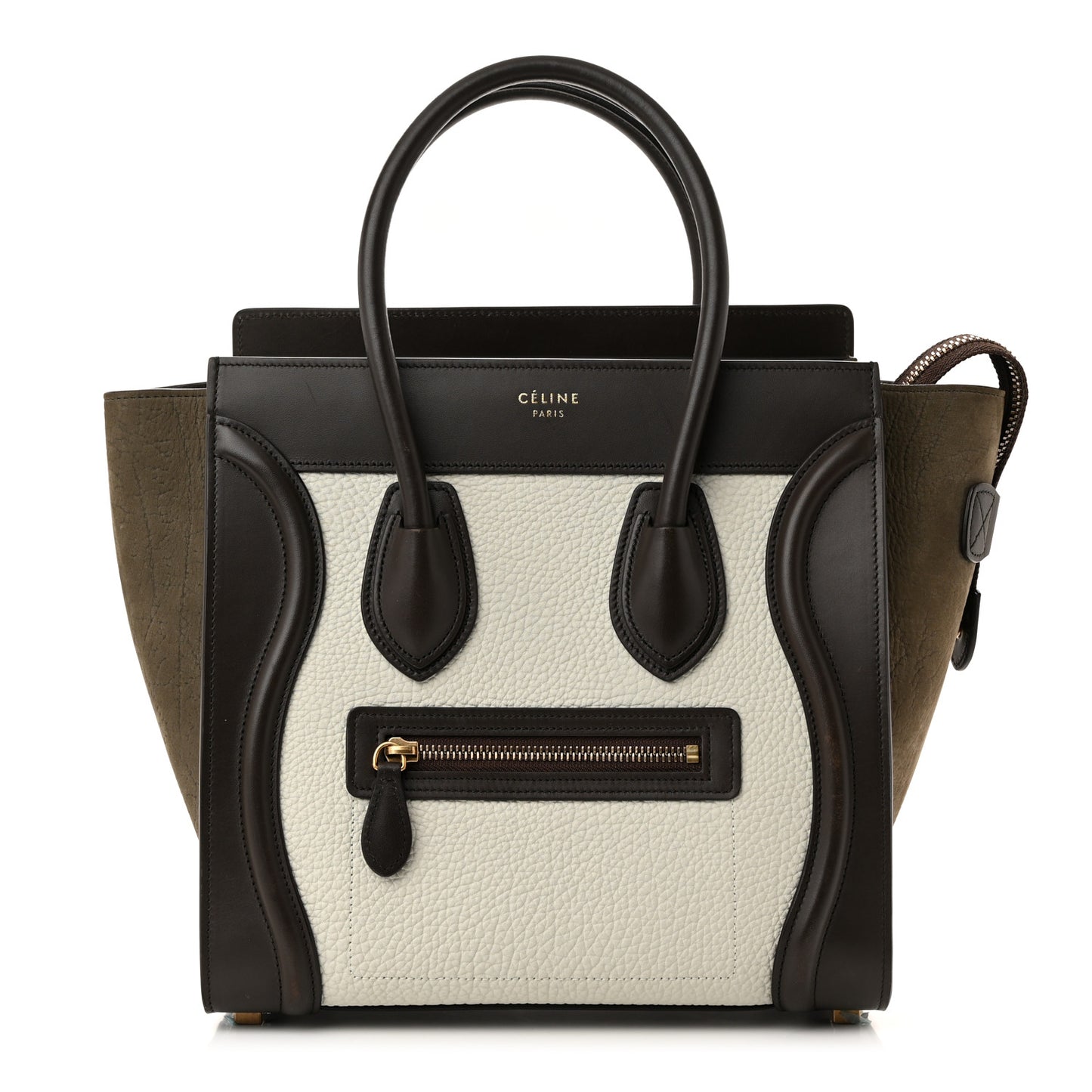 Bullhide Calfskin Nubuck Micro Tri-Color Luggage White Khaki