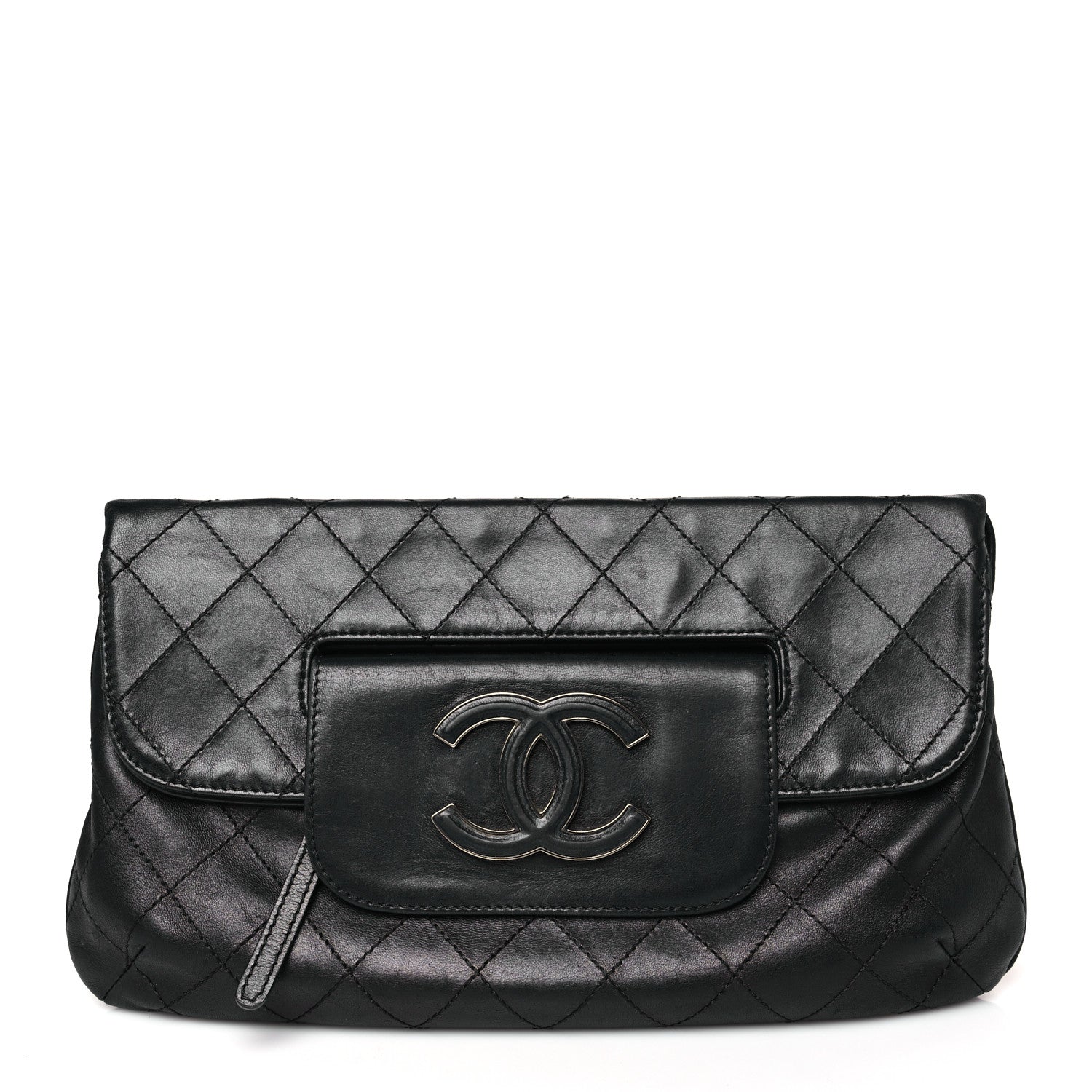 Chanel Lambskin Diamond Stitch Convertible Clutch Black 1 of 9