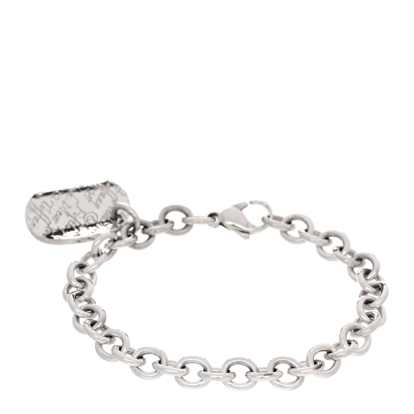 Sterling Silver Notes Round Tag Charm Bracelet