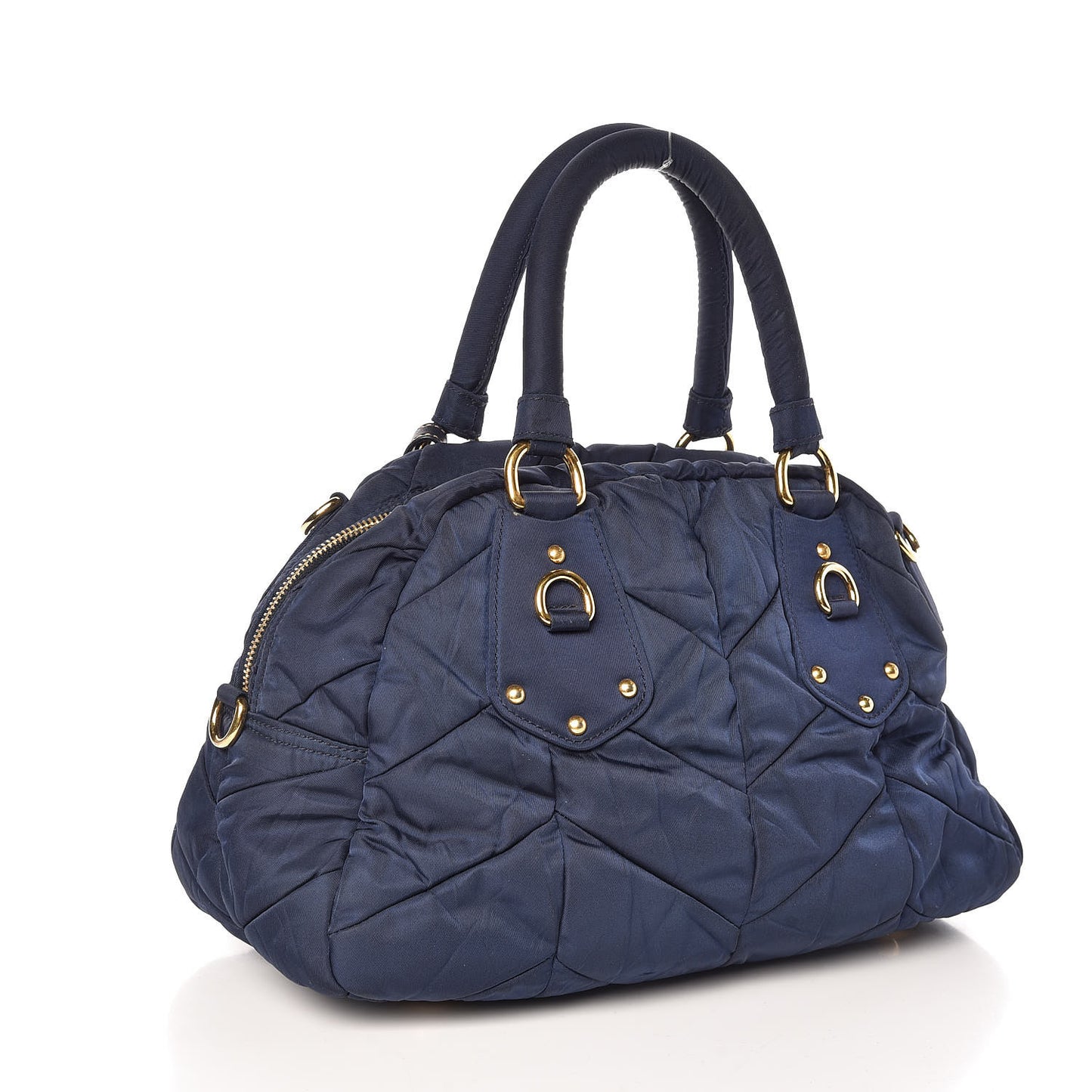 Tessuto Nylon Chevron Quilted Small Dome Satchel Blue