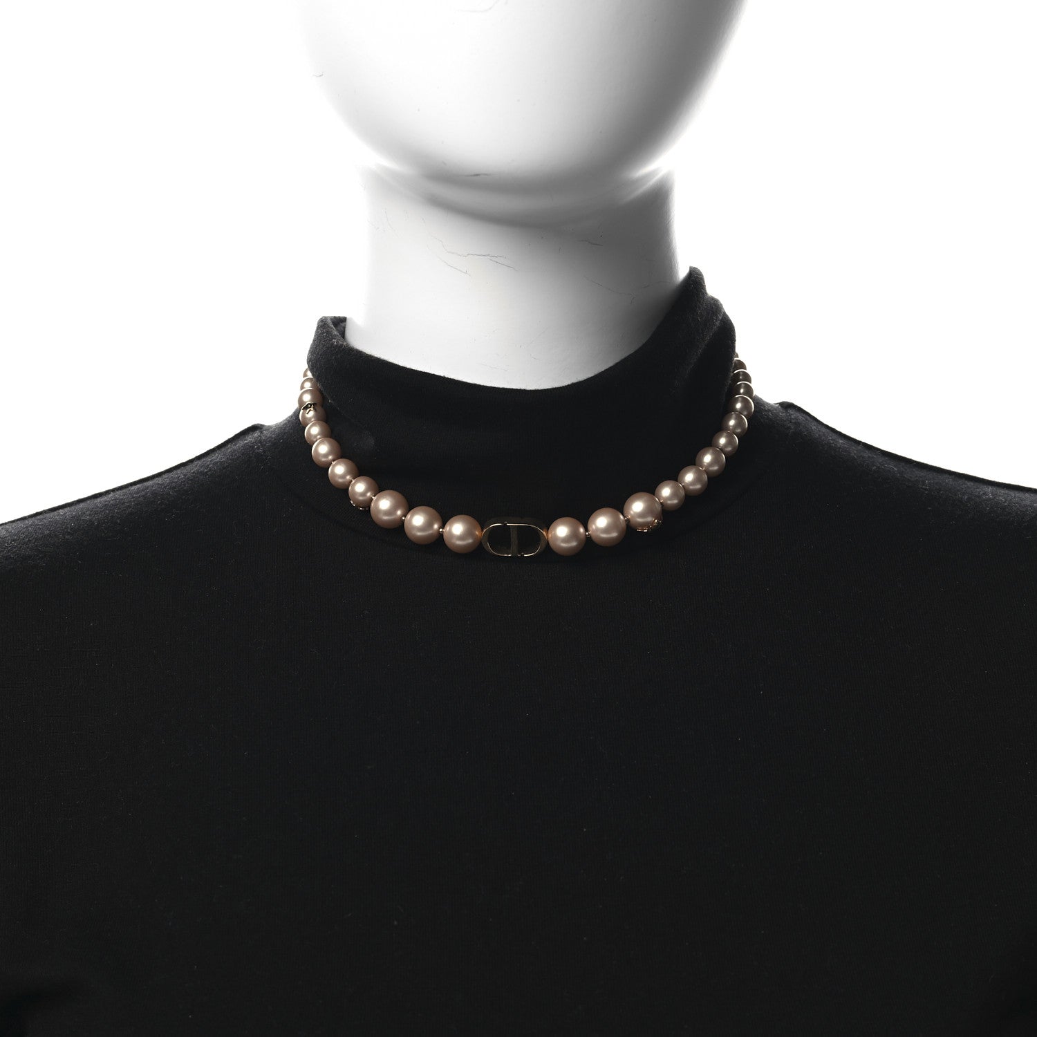 Christian Dior Pearl 30 Montaigne Bee Choker Necklace Gold Pink 2 of 6