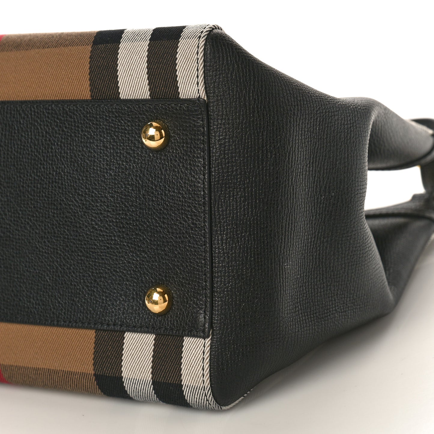 Grainy Calfskin House Check Small Canterbury Tote Black