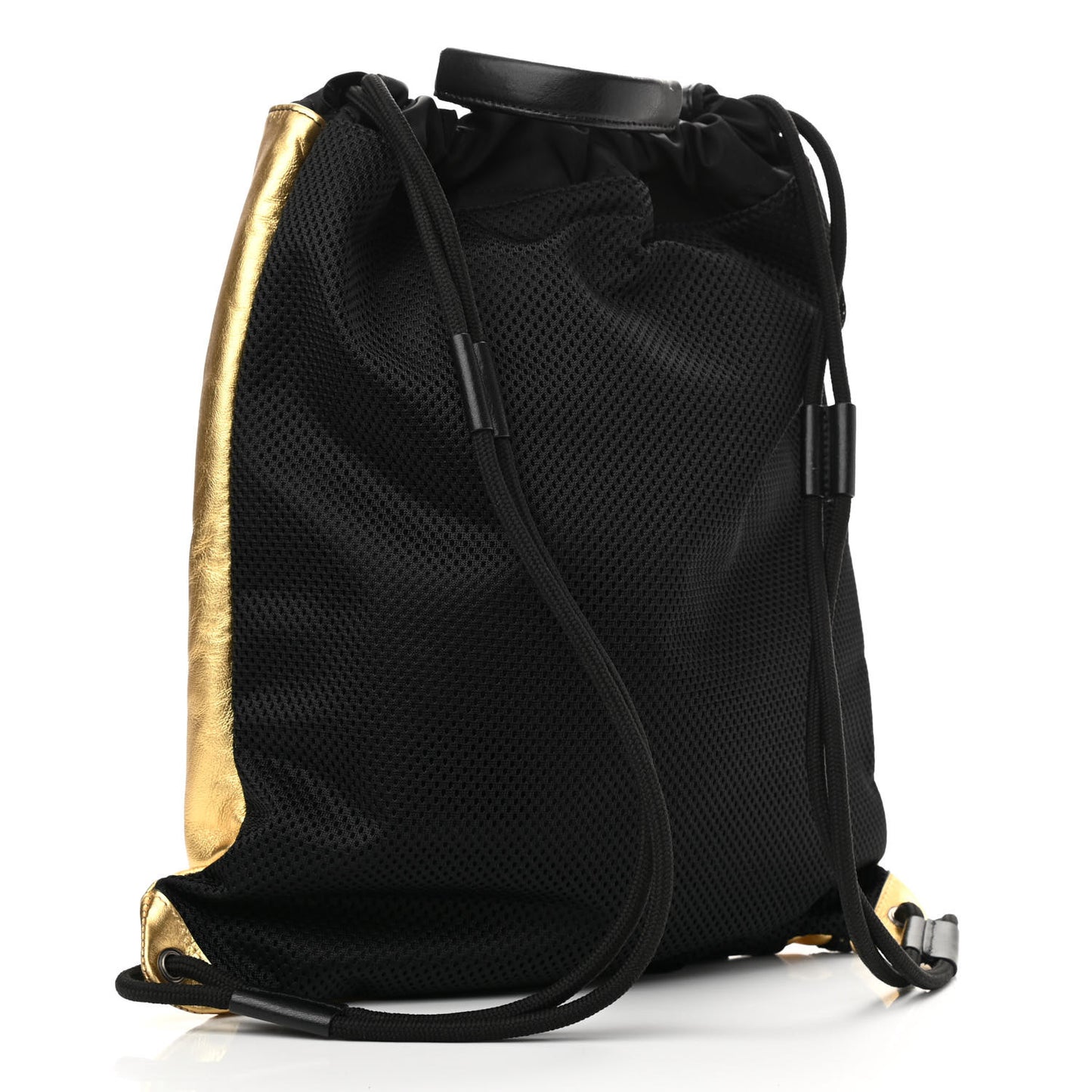 Calfskin MC3 Drawstring Backpack Bag Black Gold
