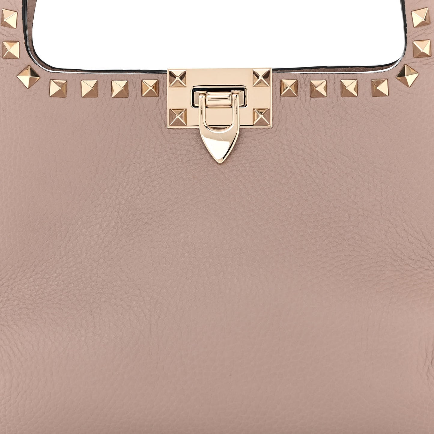 Pebbled Calfskin Small Rockstud Flip Lock Hobo Poudre