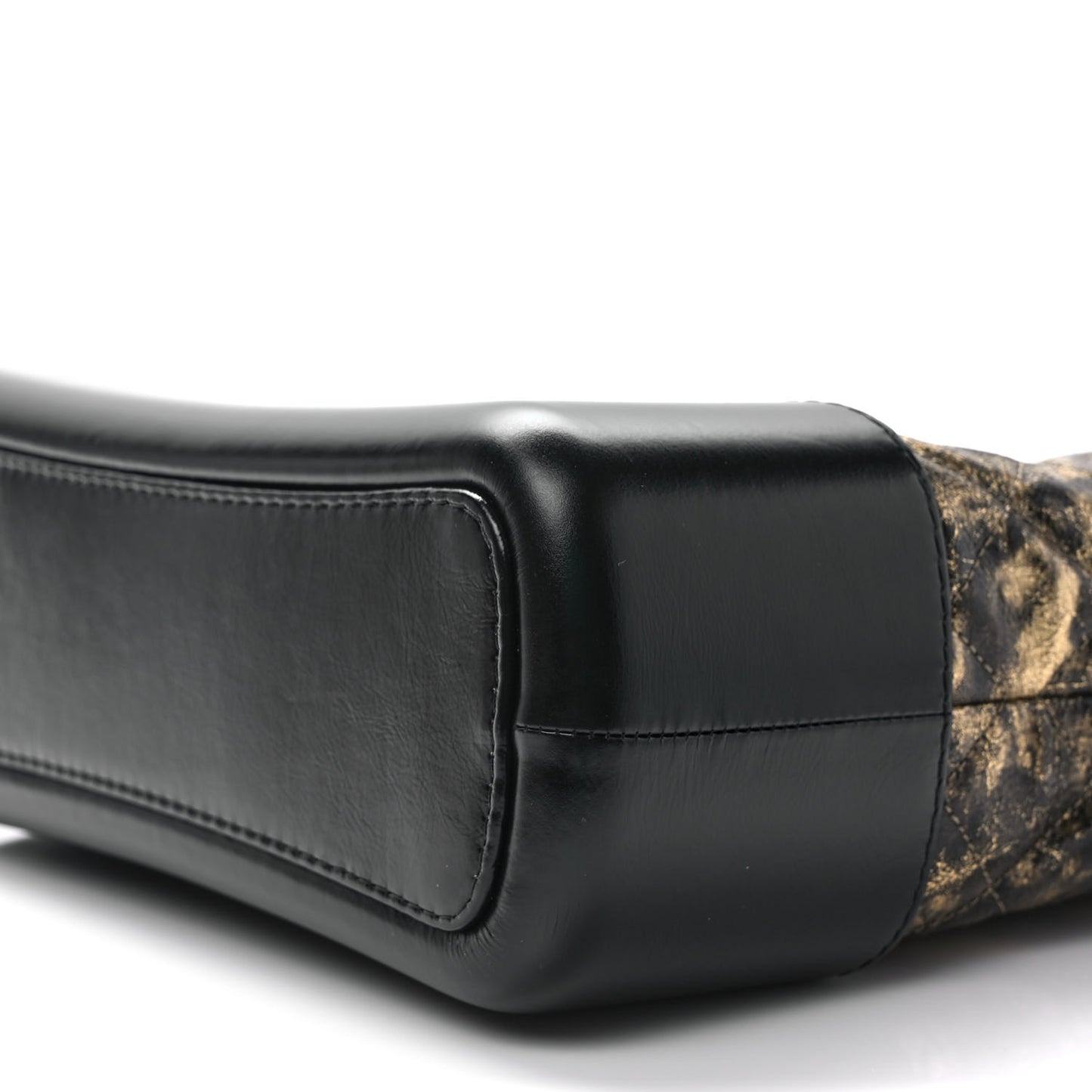 Metallic Crumpled Goatskin Quilted Medium Gabrielle Hobo Black Gold