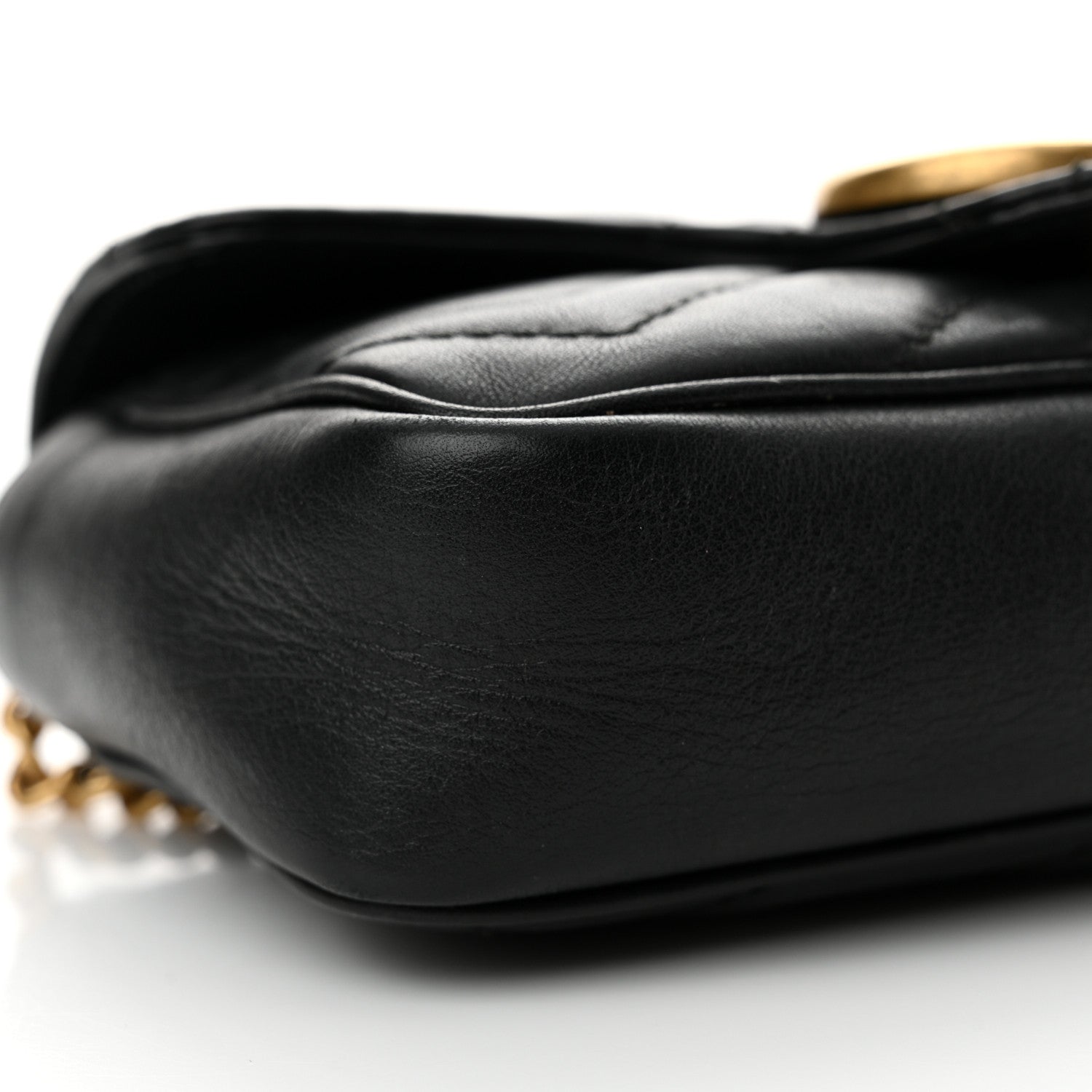 Gucci Calfskin Matelasse Super Mini GG Marmont Shoulder Bag Black 9 of 14