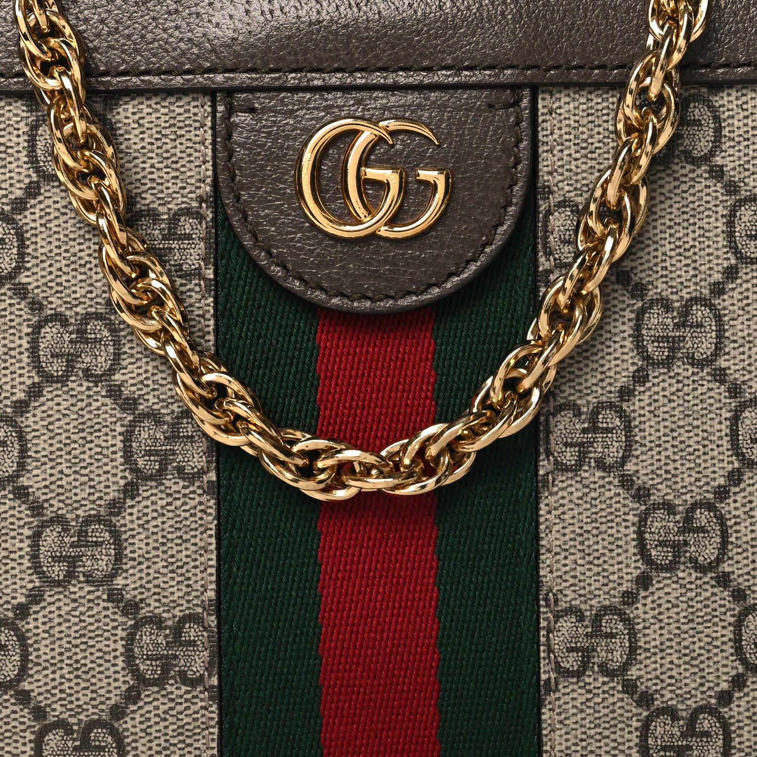 Gucci GG Supreme Monogram Web Small Ophidia Chain Shoulder Bag Brown 9 of 11
