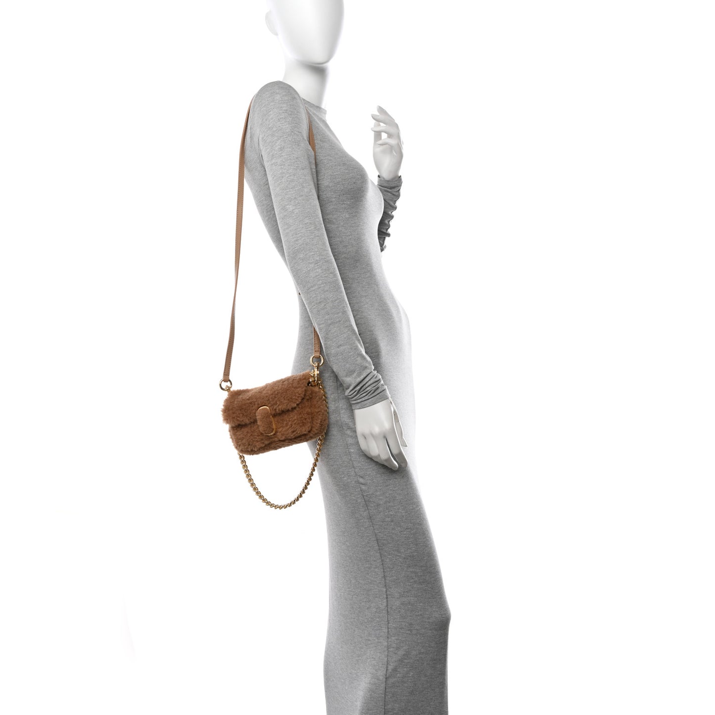 Faux Fur Calfskin Mini The Teddy J Marc Shoulder Bag Camel
