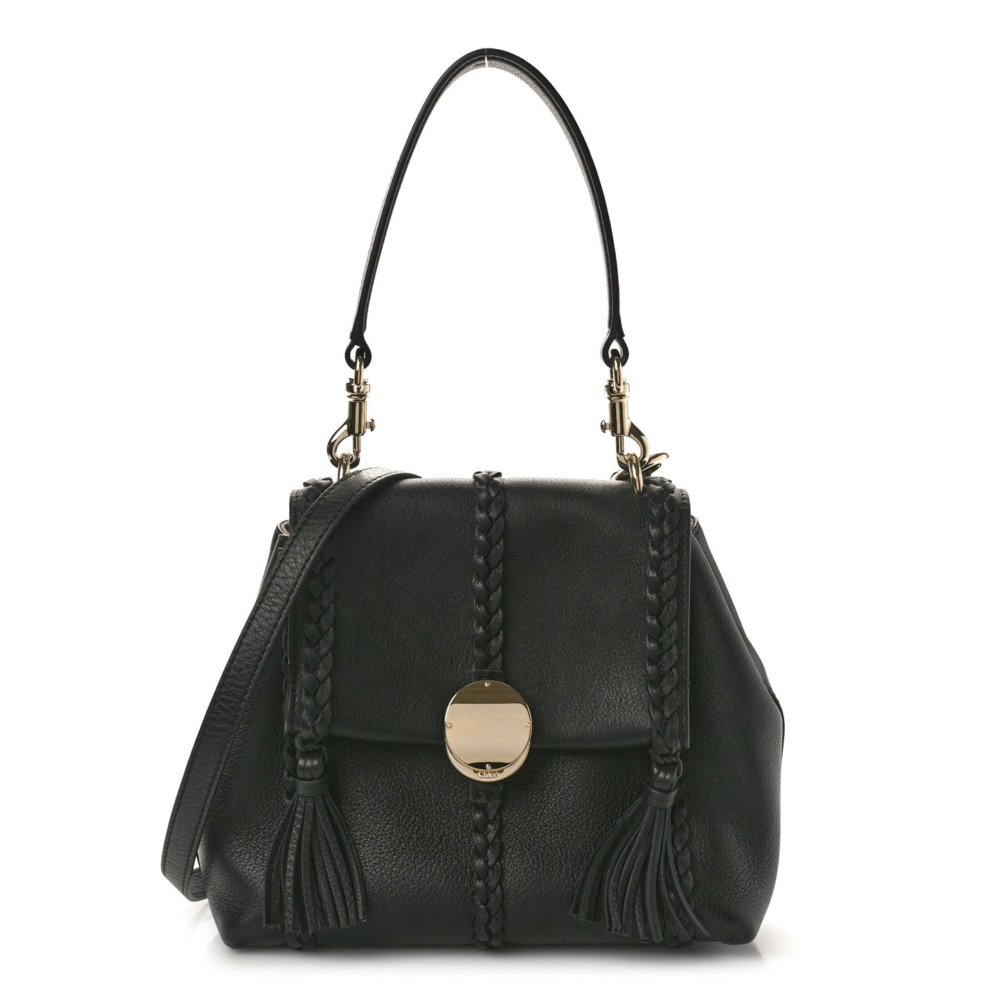 Grained Calfskin Small Penelope Soft Shoulder Bag Black
