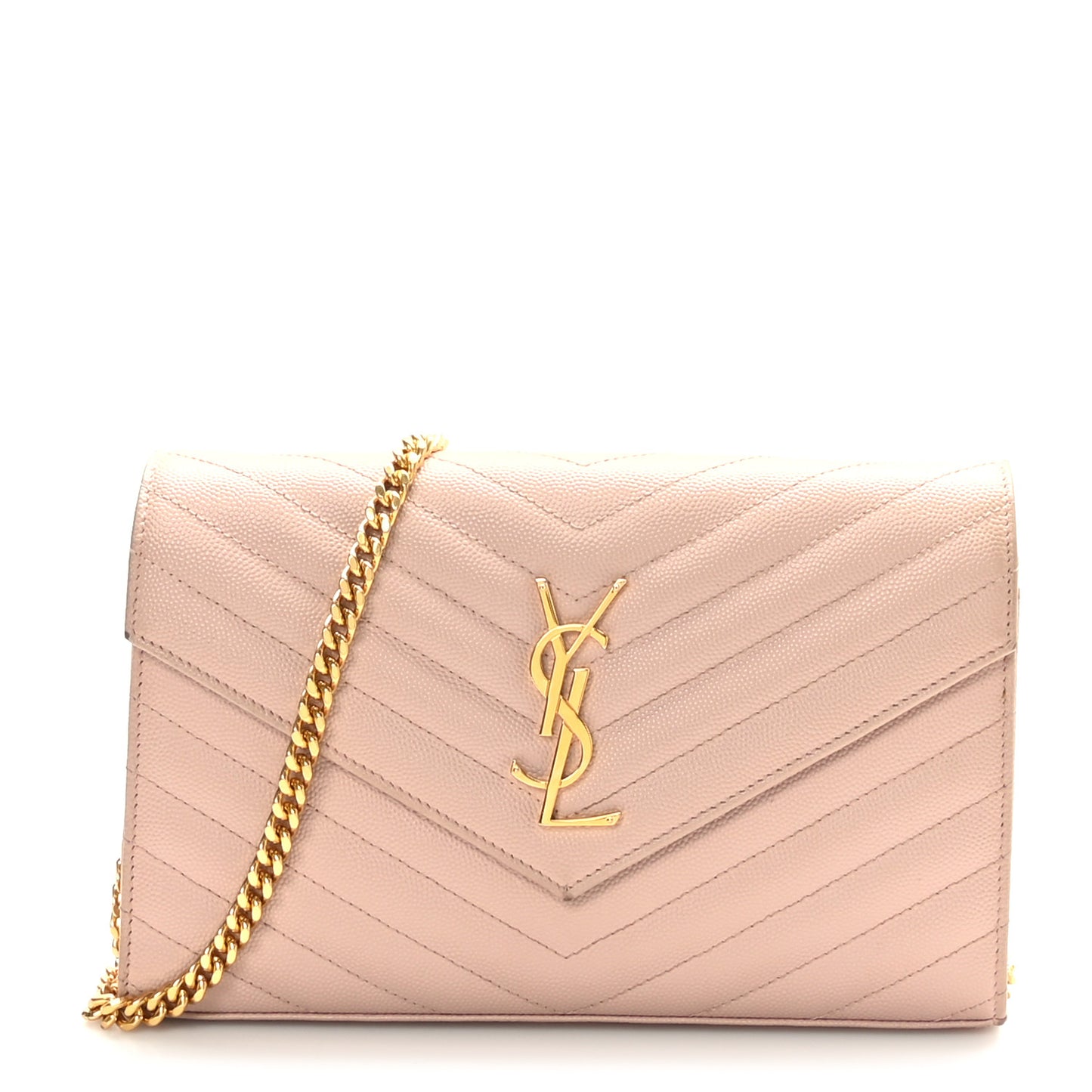 Grain De Poudre Matelasse Chevron Monogram Chain Wallet Rose Antic