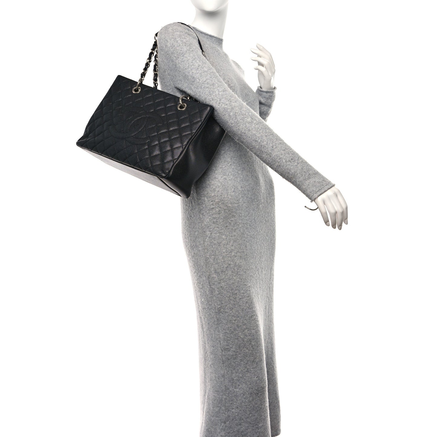Caviar Quilted Grand Shopping Tote GST Black
