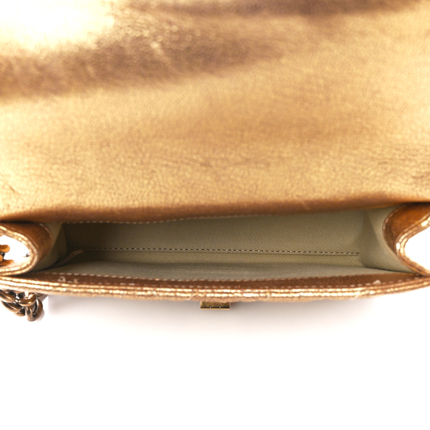 Metallic Goatskin Quilted Rita Flap Gold