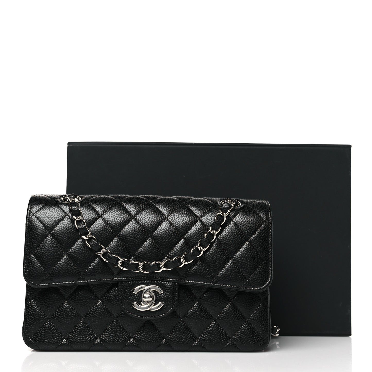 Caviar Quilted Small Double Flap Black
