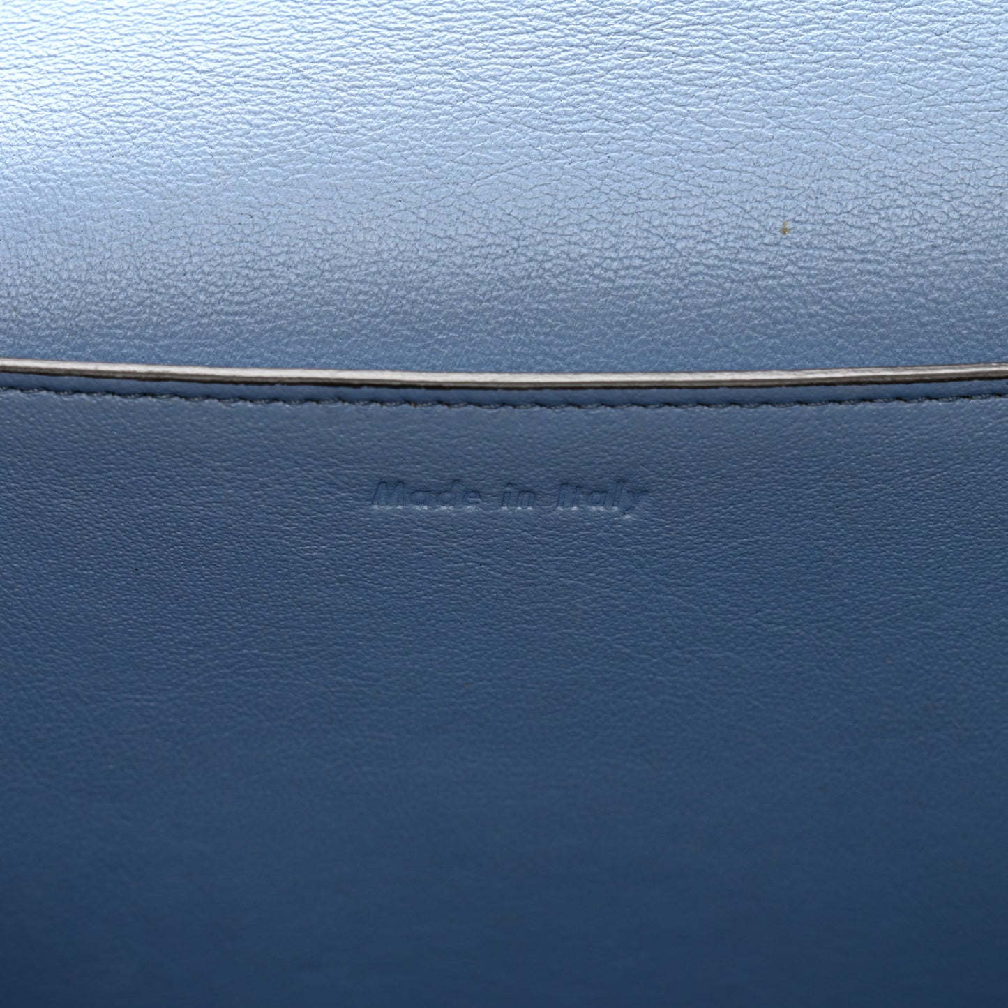 Shiny Smooth Calfskin Medium Frame Shoulder Bag Blue Light Taupe