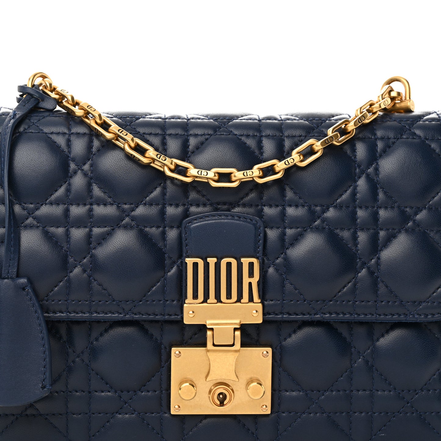 Lambskin Cannage Large Dioraddict Flap Bag Indigo Blue