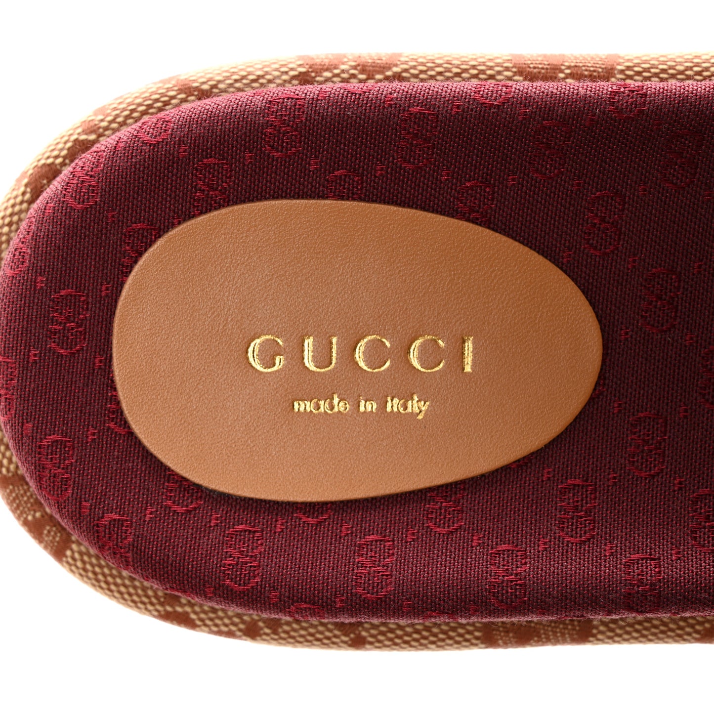Canvas GG Monogram Angelina Platform Slide Sandals 39.5 Beige Ruggine