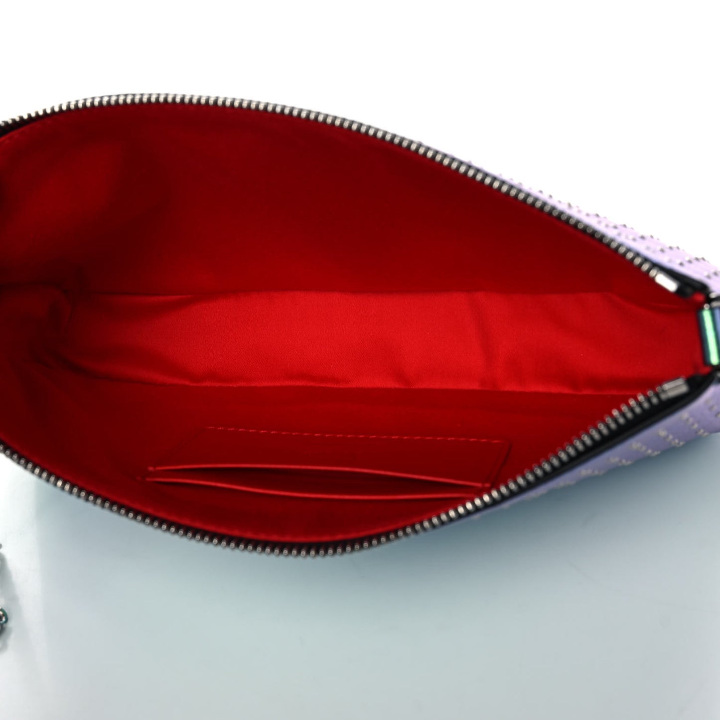 Iridescent Calfskin Studded Loubila Chain Clutch Multicolor