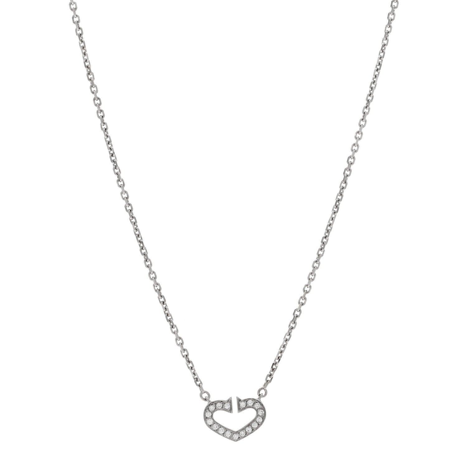Cartier 18K White Gold Diamond Small Hearts and Symbols Pendant Necklace 1 of 5