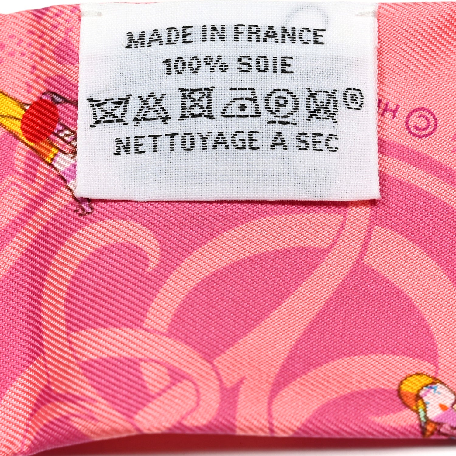 Hermes Silk Ex-Libris Les Parisie Fringed Twilly Rose Malabar Jaune 4 of 4