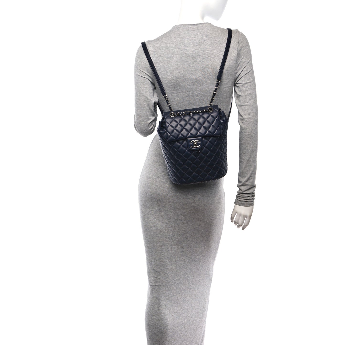 Lambskin Quilted Small Urban Spirit Backpack Navy