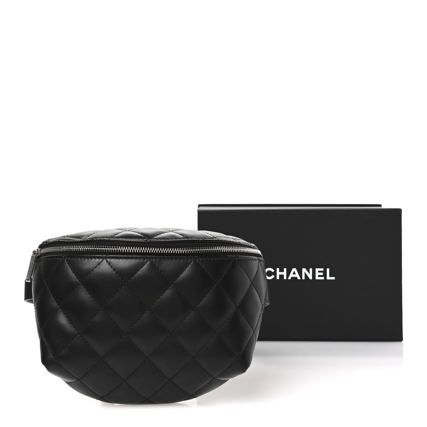 Calfskin Quilted Waist Belt Bag Black