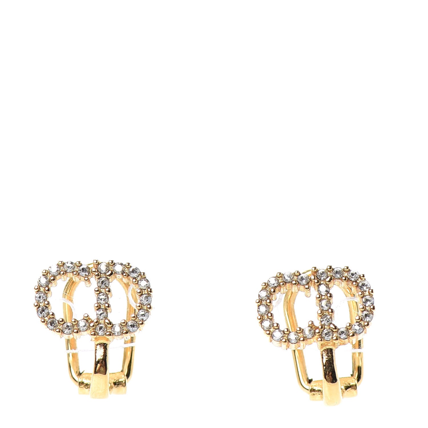 Christian Dior Crystal Clair D Lune Clip On Earrings Gold 1043757