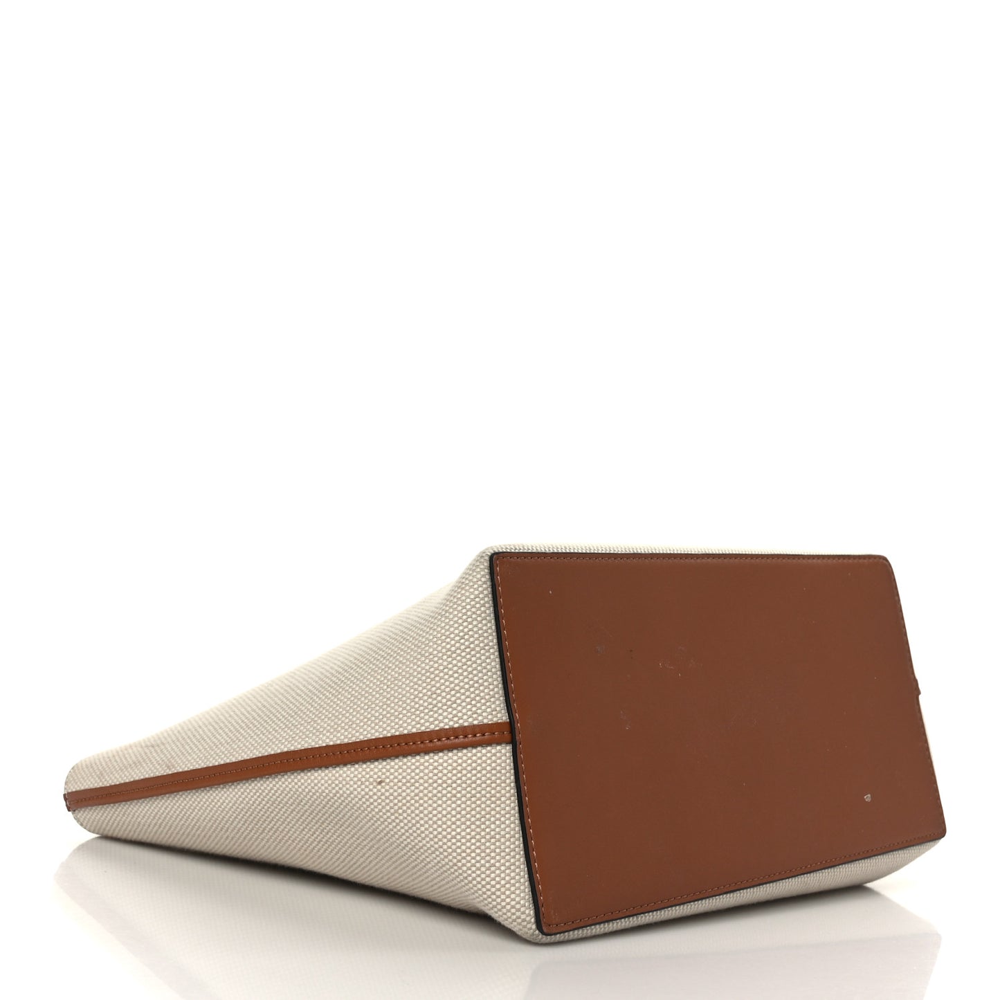 Canvas Calfskin Small Anagram Tote Ecru Tan