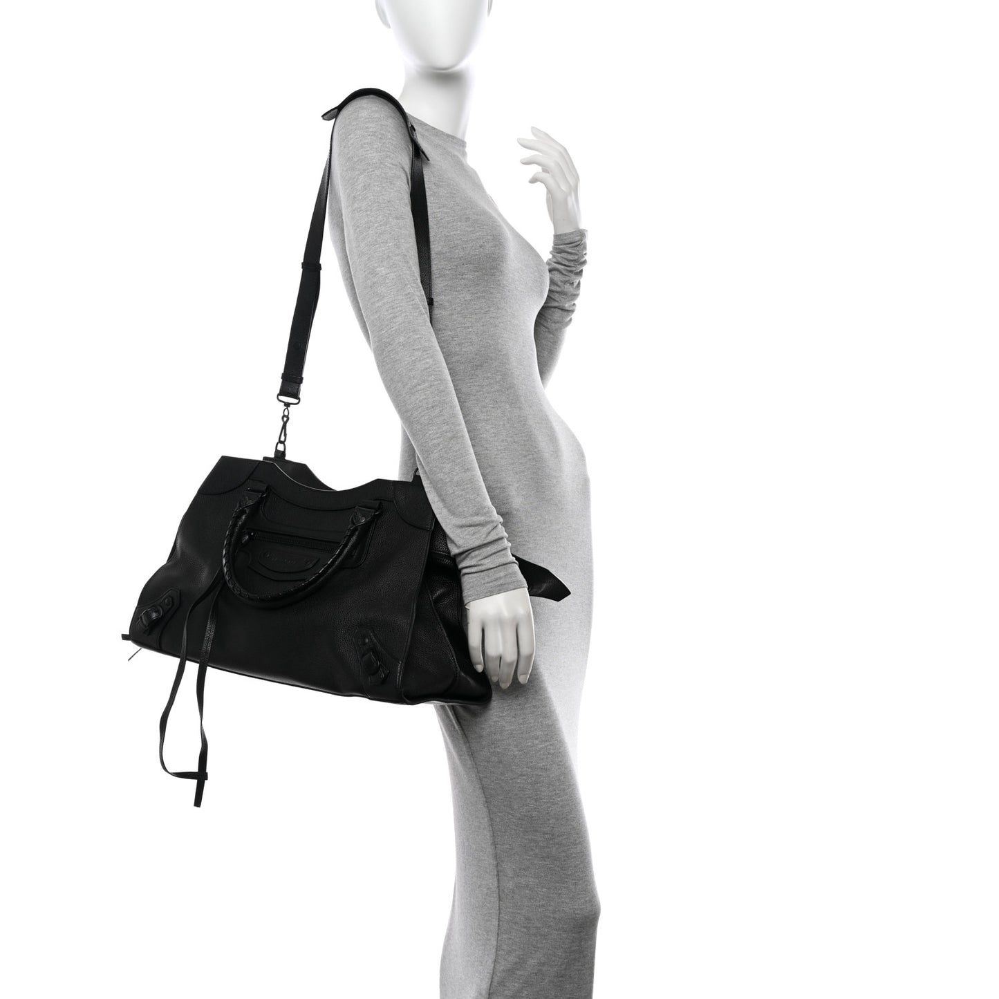 Grained Calfskin Neo Classic Black Hardware Medium City Black