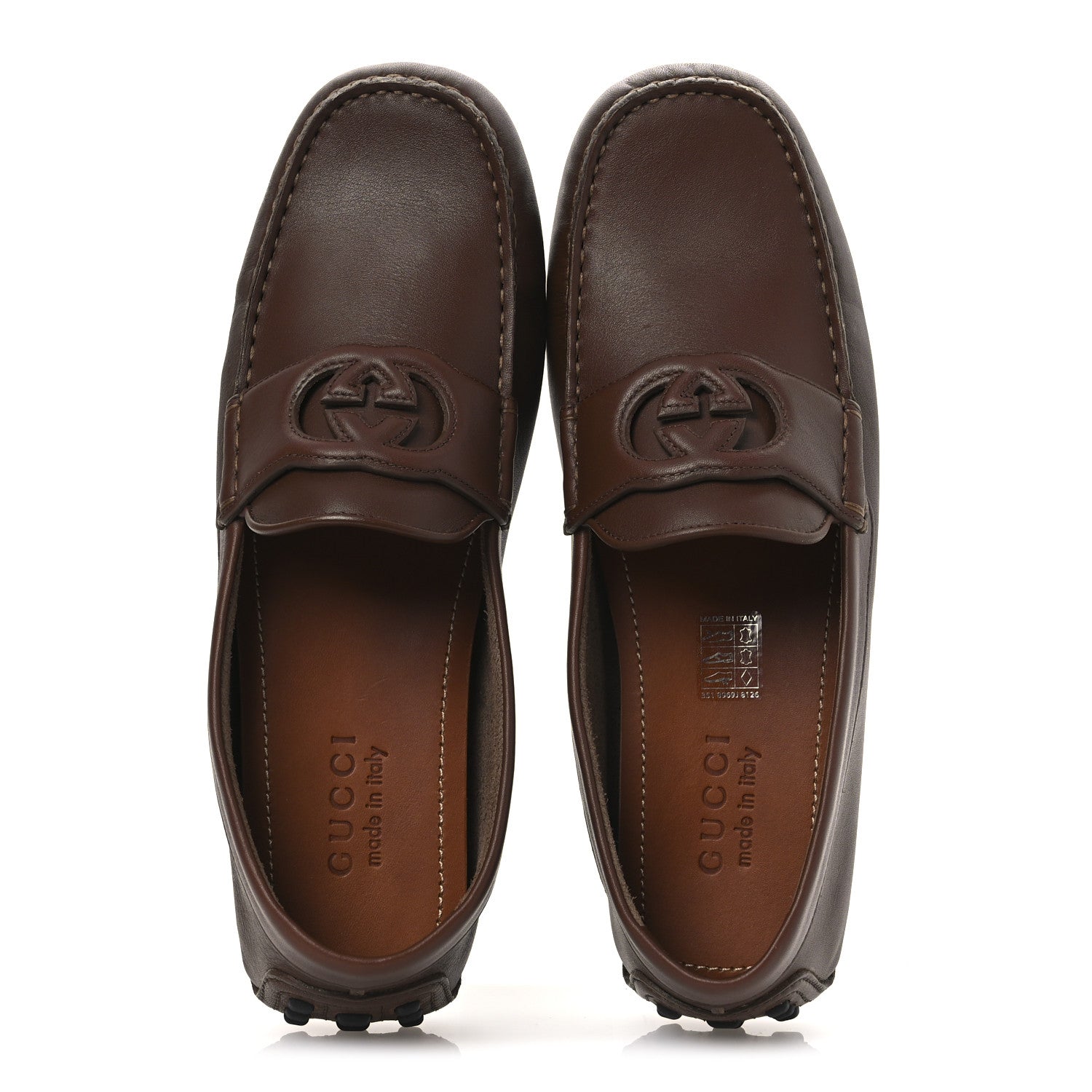 Gucci Soft Clove Calfskin GG Supreme Monogram Mens Interlocking G Driver Loafers 8 Brown 2 of 13