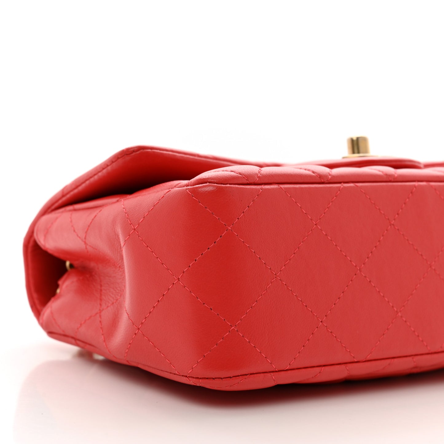 Lambskin Quilted Mini Rectangular Flap Red