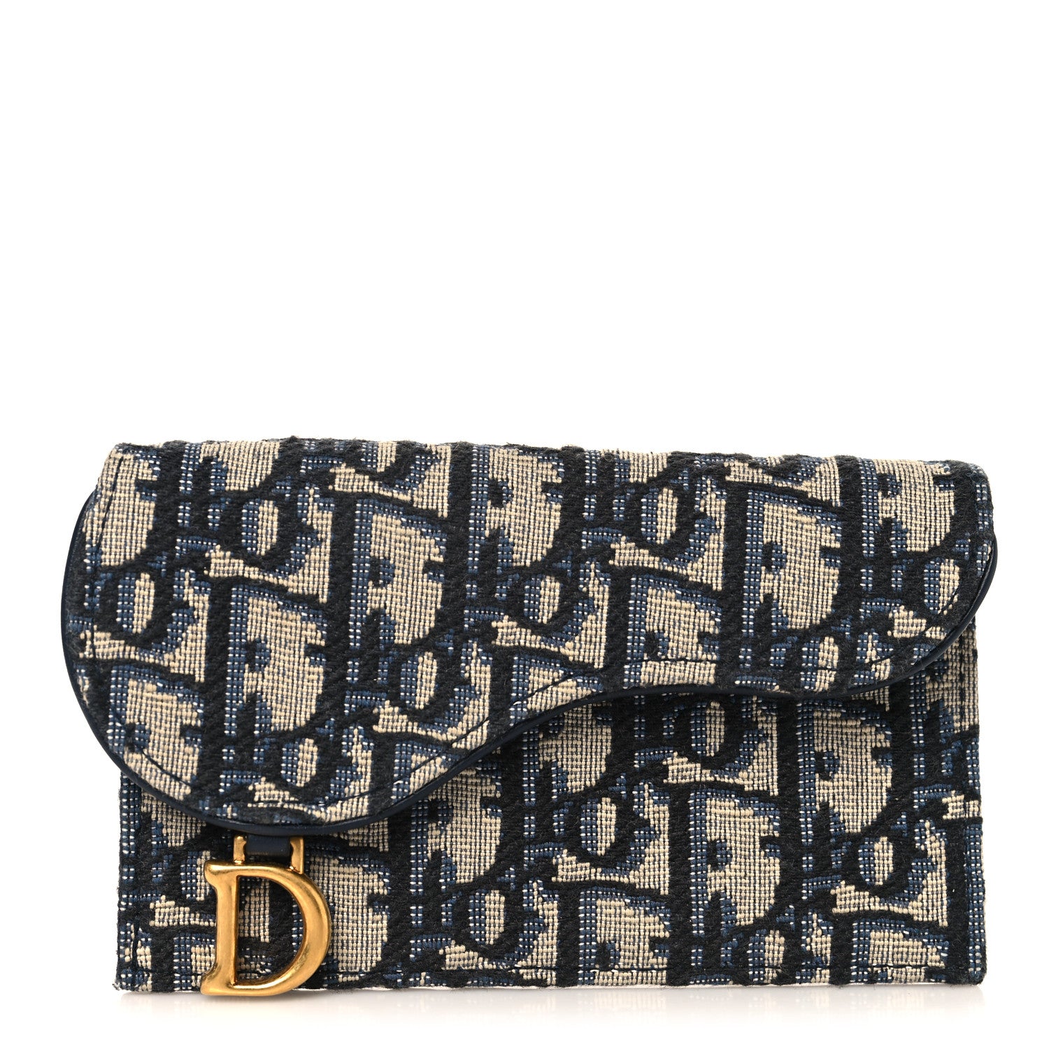 Christian Dior Oblique Saddle Cosmos Zipped Card Holder Blue