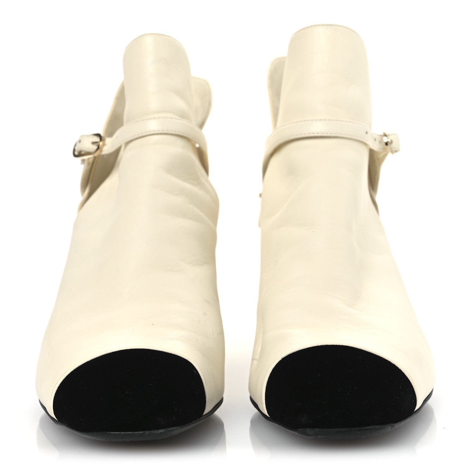 Chanel Lambskin Velvet Cap Toe Short Ankle Boots 37.5 White 3 of 15