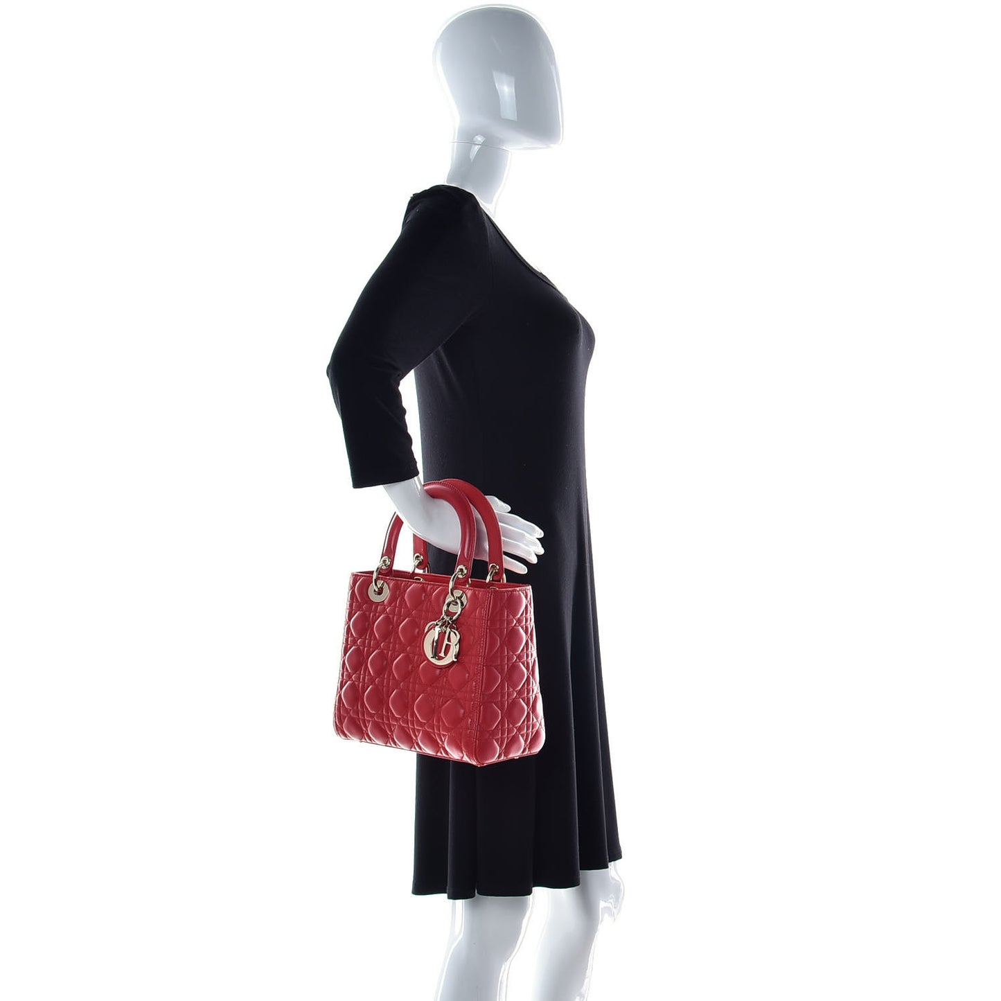 Lambskin Cannage Medium Lady Dior Red