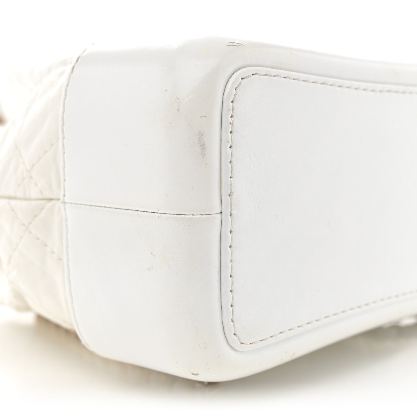 Aged Calfskin Quilted Small Gabrielle Backpack White