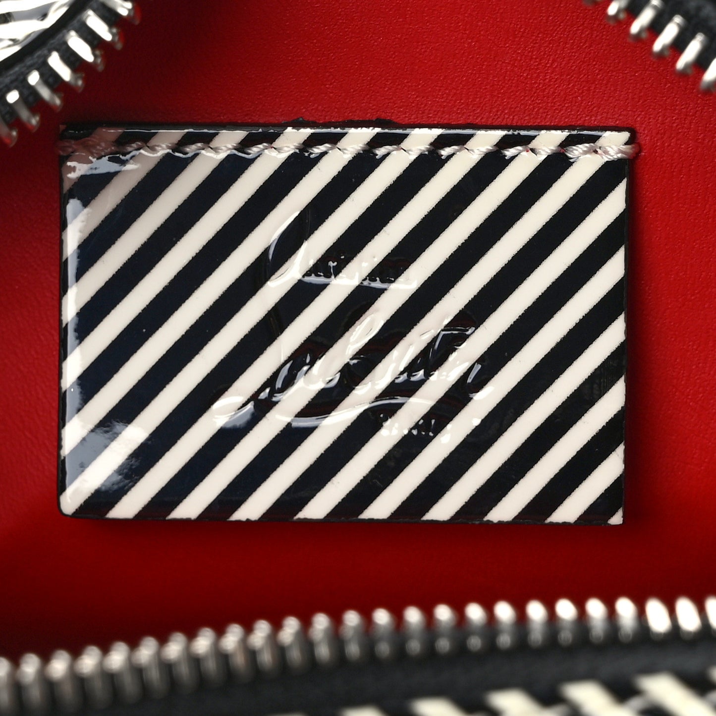 Patent Striped Spikes Mini Rubylou Crossbody Black White