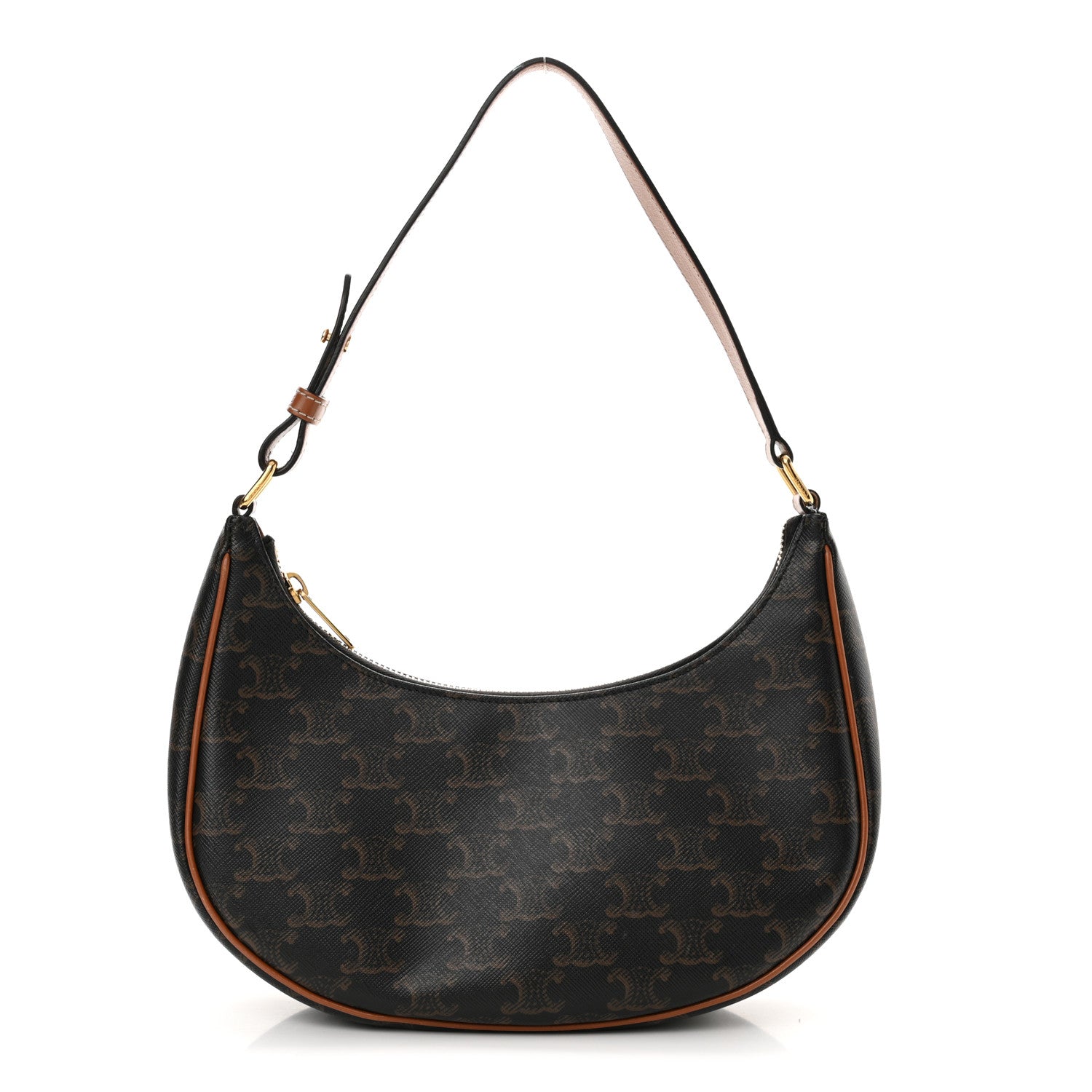 Celine Triomphe Canvas Calfskin Ava Shoulder Bag Tan 1 of 16