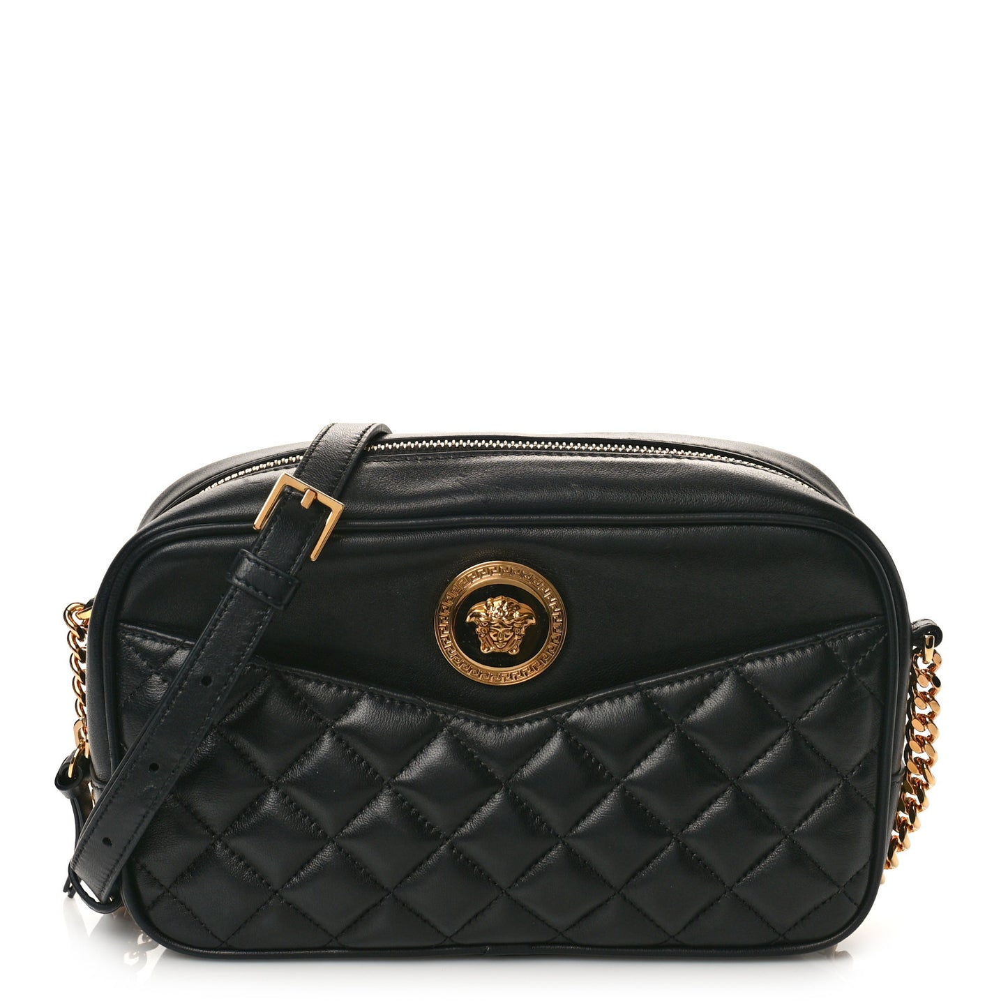 Nappa Quilted Medium Medusa Camera Bag Black