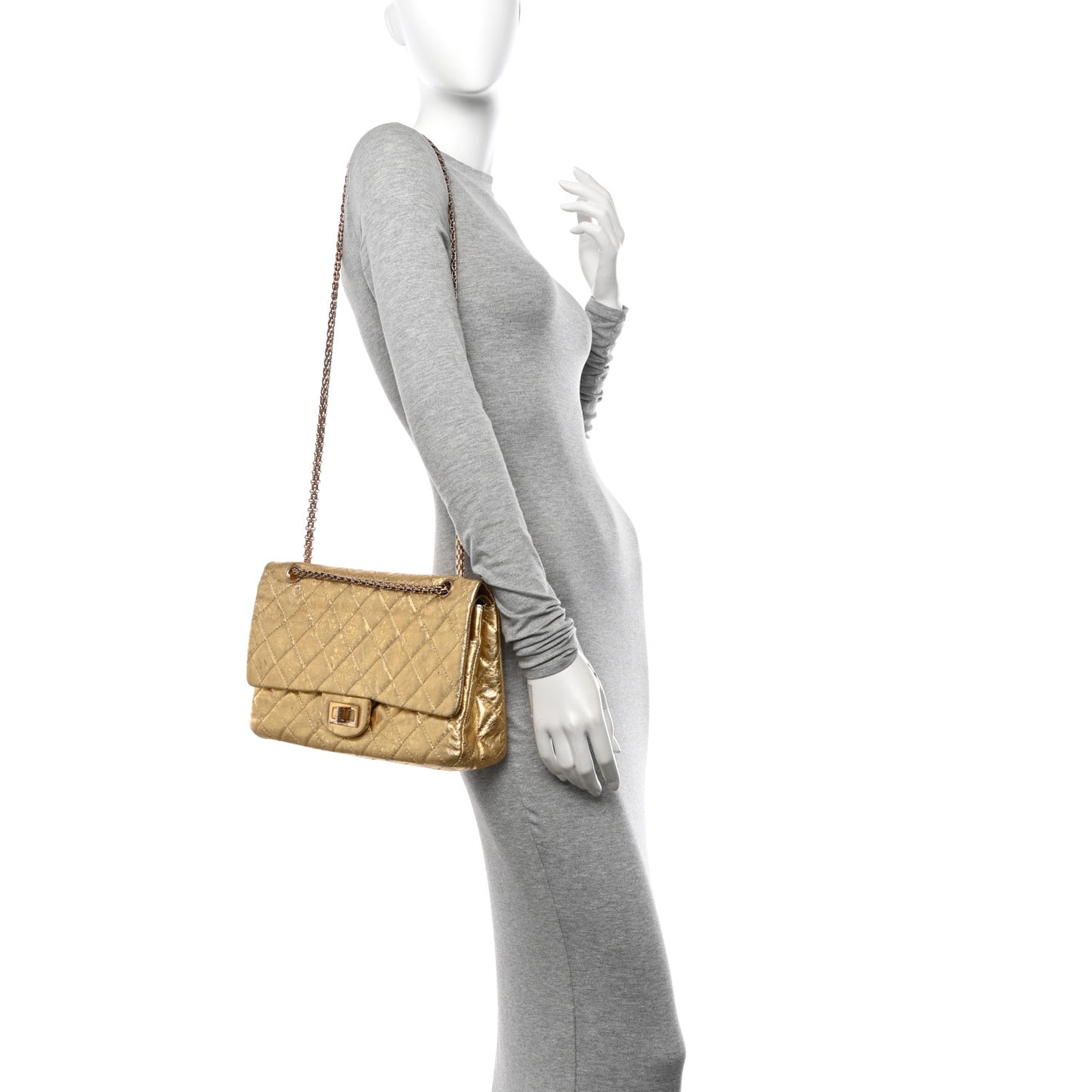 Metallic Calfskin Quilted 2.55 Reissue 226 Flap Gold