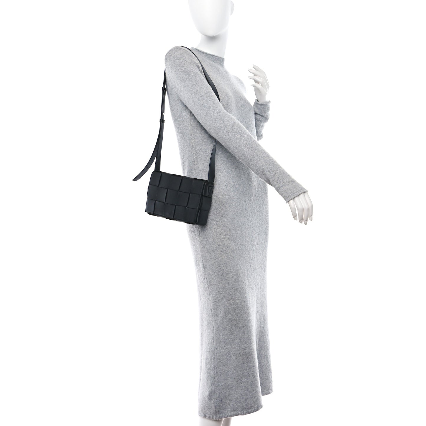 Lambskin Maxi Intrecciato Cassette Crossbody Bag Black