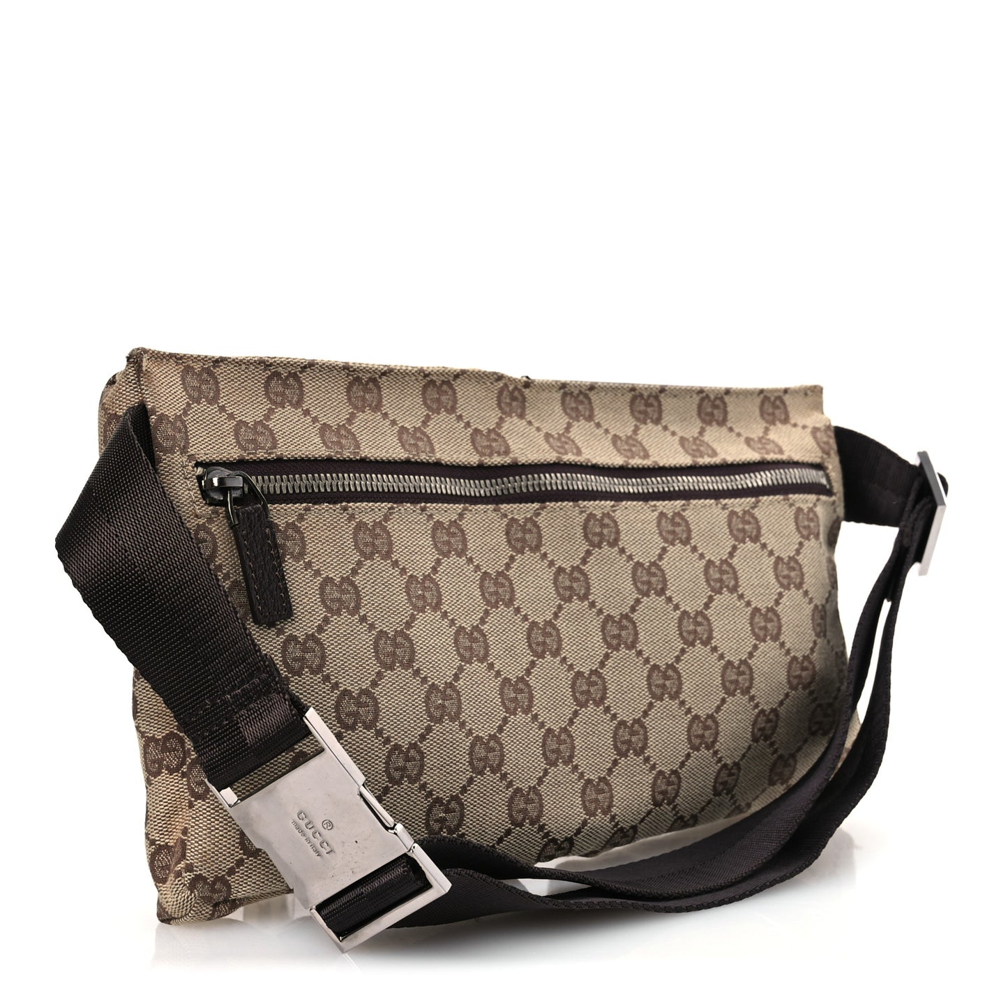 GG Monogram Double Pocket Belt Bag Dark Brown
