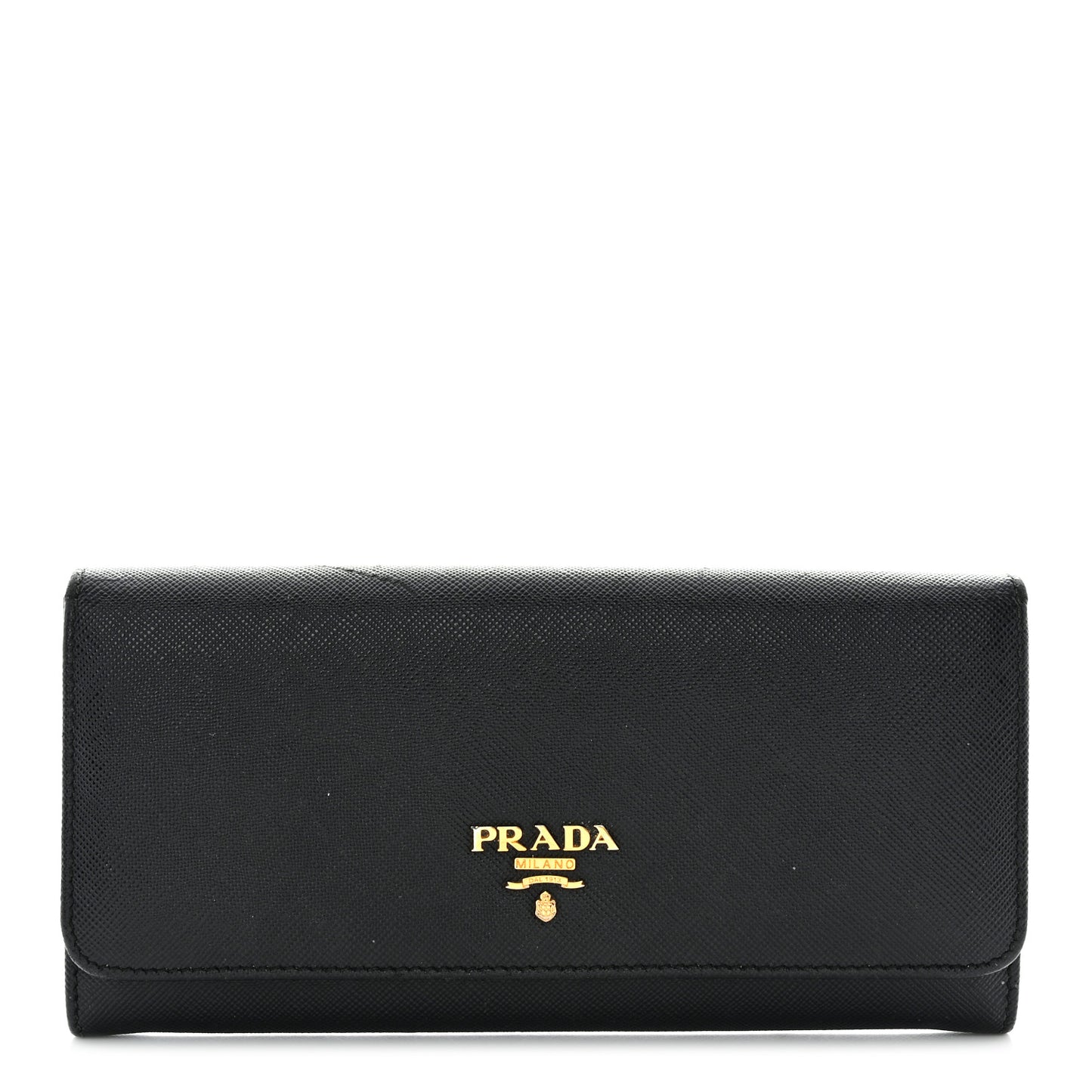 Saffiano Metal Continental Flap Wallet Black