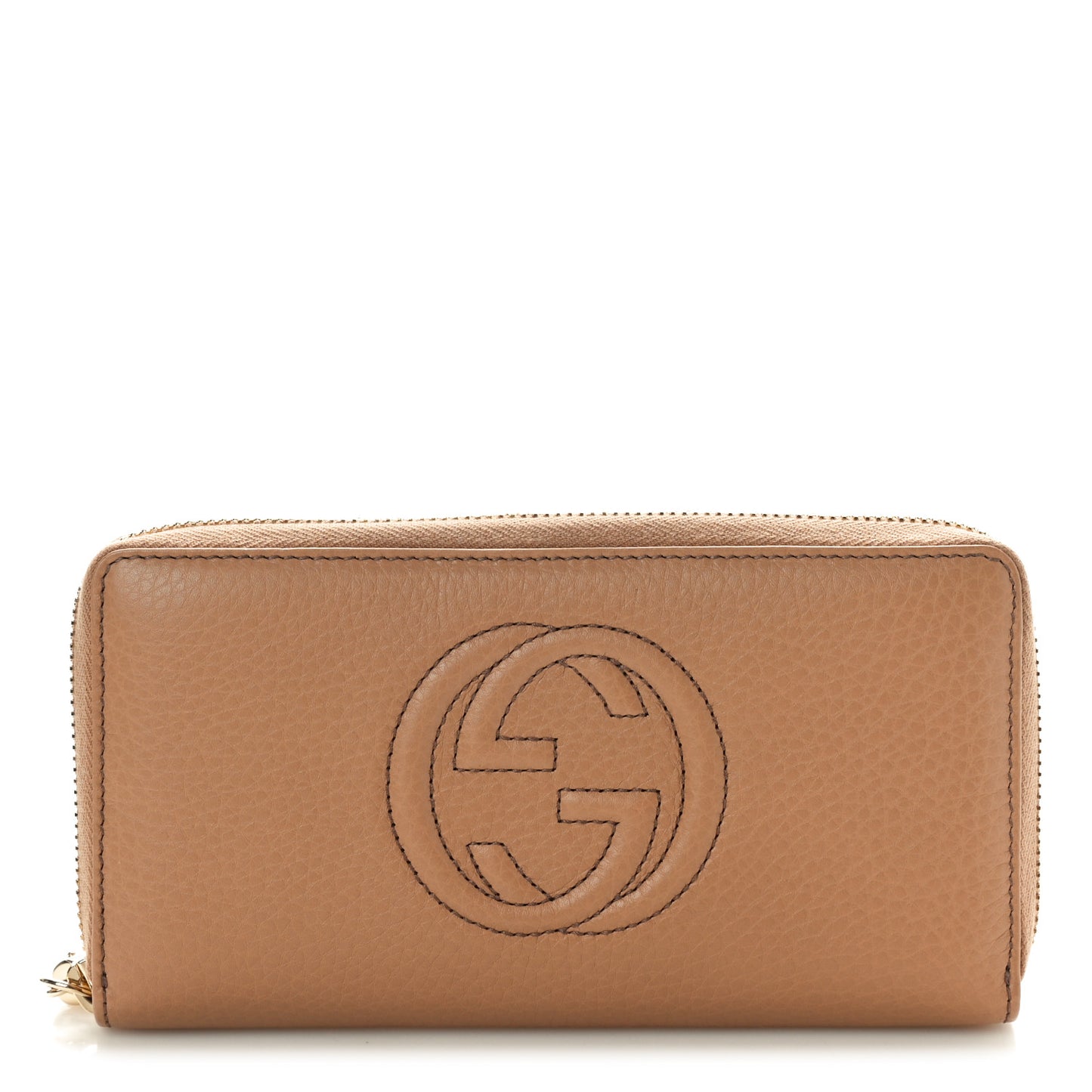 Pebbled Calfskin Soho Zip Around Wallet Camelia