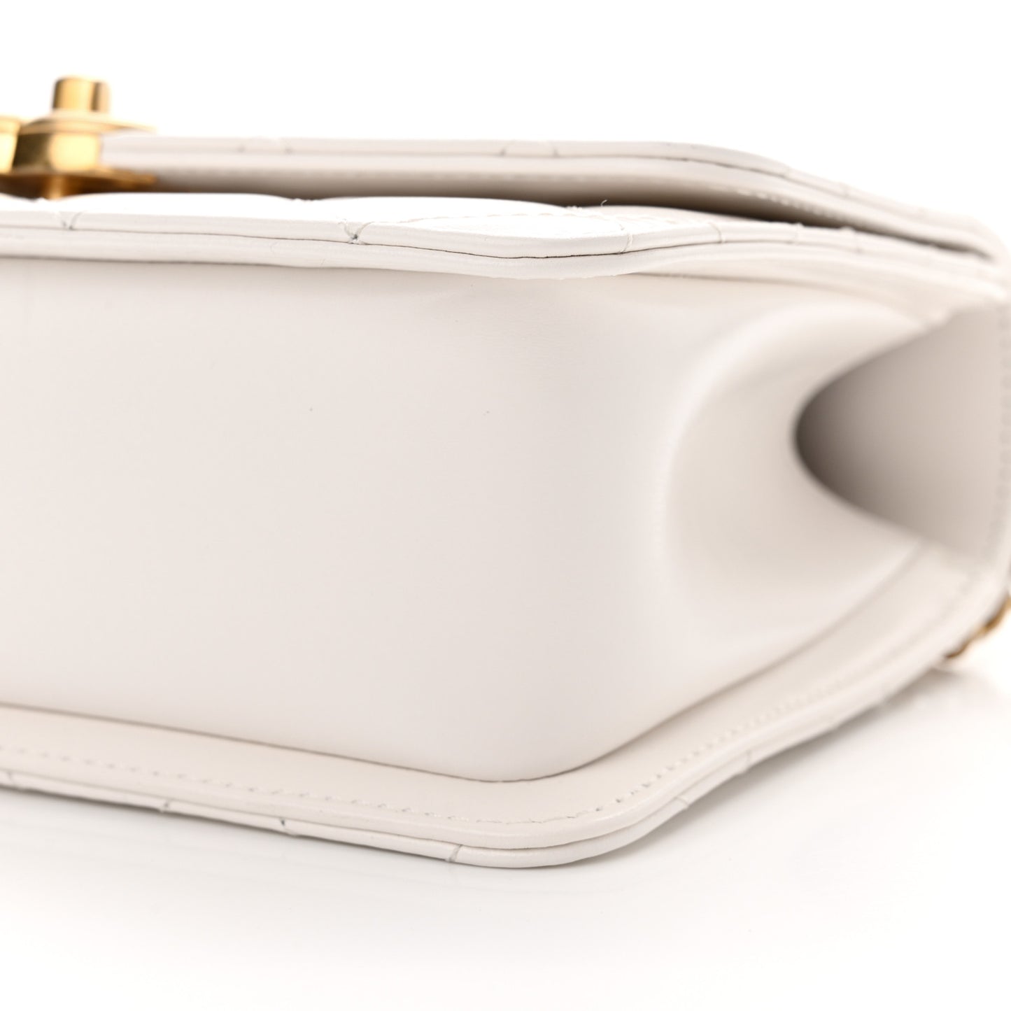 Calfskin Quilted Perfect Fit Flap White