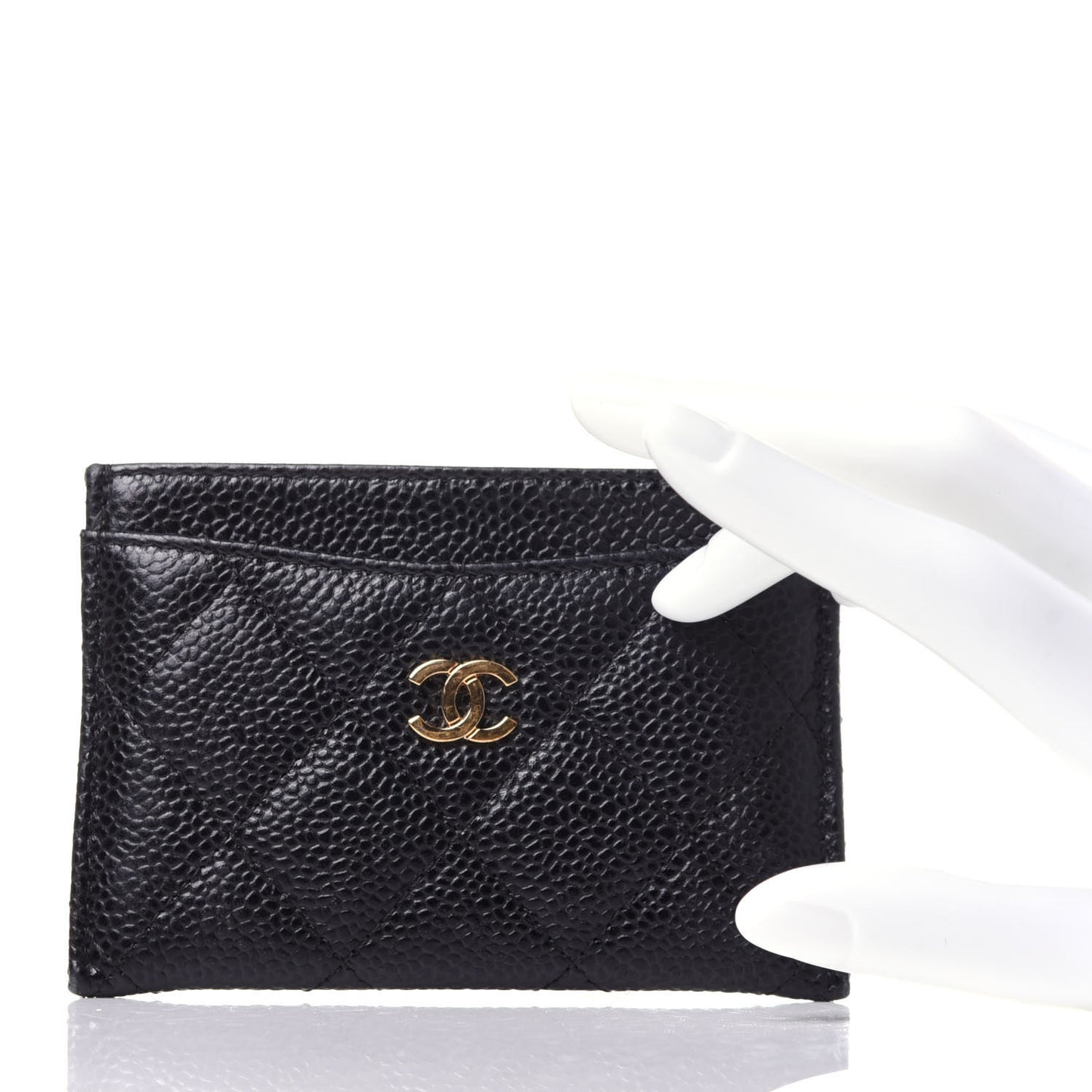 Caviar Quilted Card Holder Black